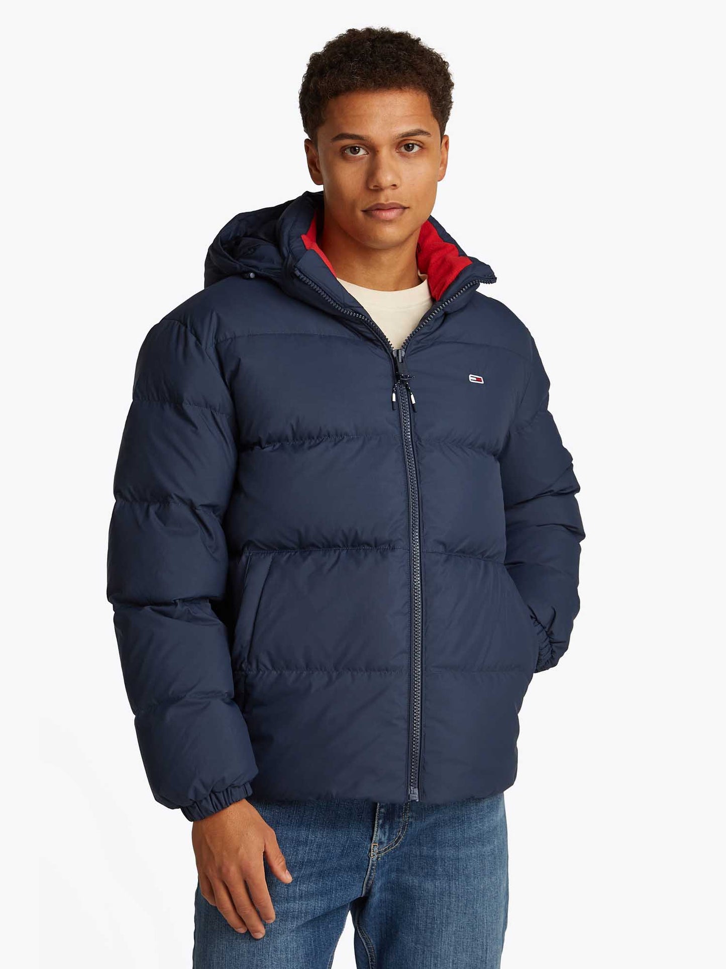 PIUMINO IDROREPELLENTE CON CAPPUCCIO TOMMY JEANS DA UOMO BLU