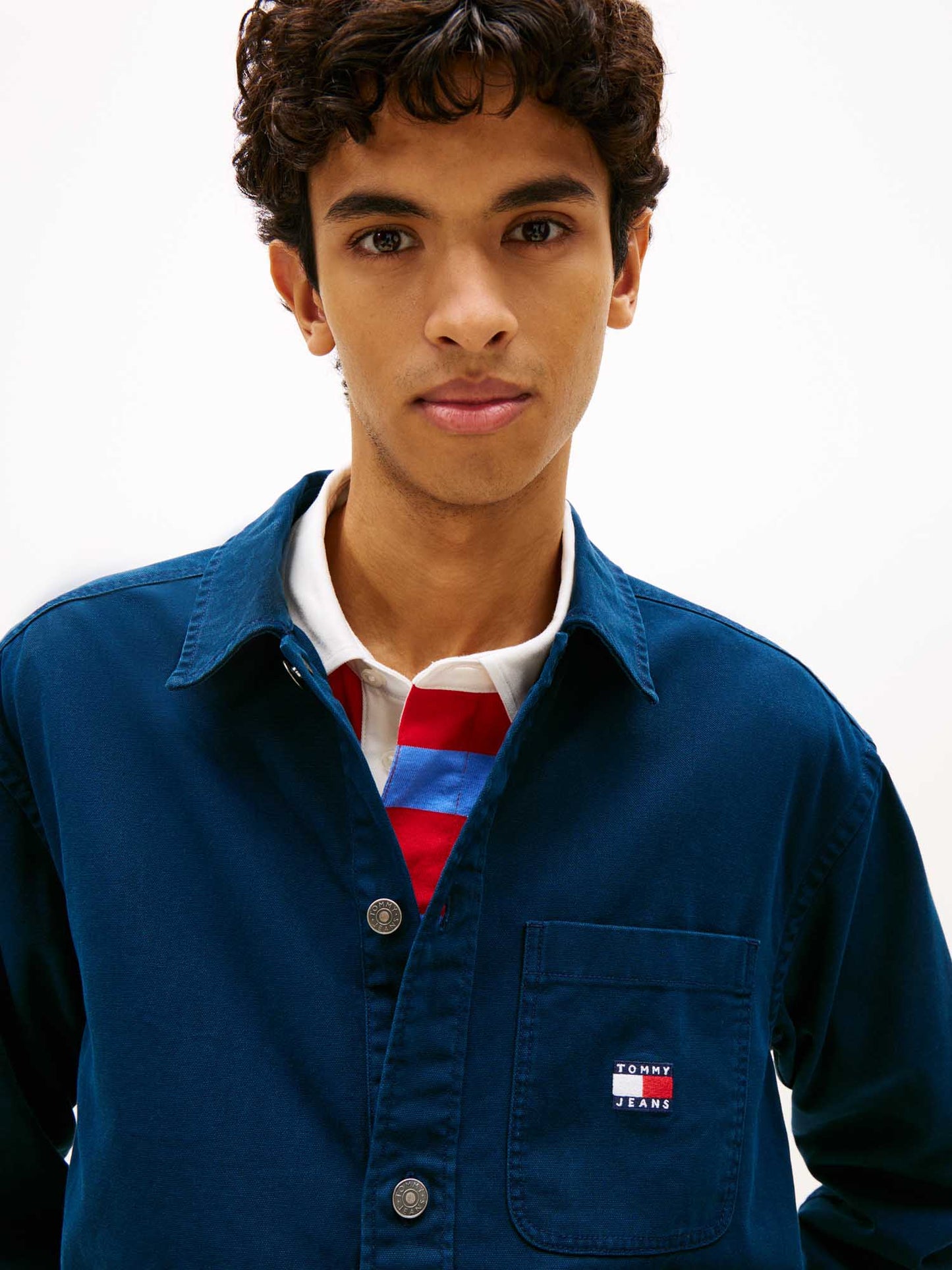 Camicia overshirt Tommy Jeans da uomo in cotone blu