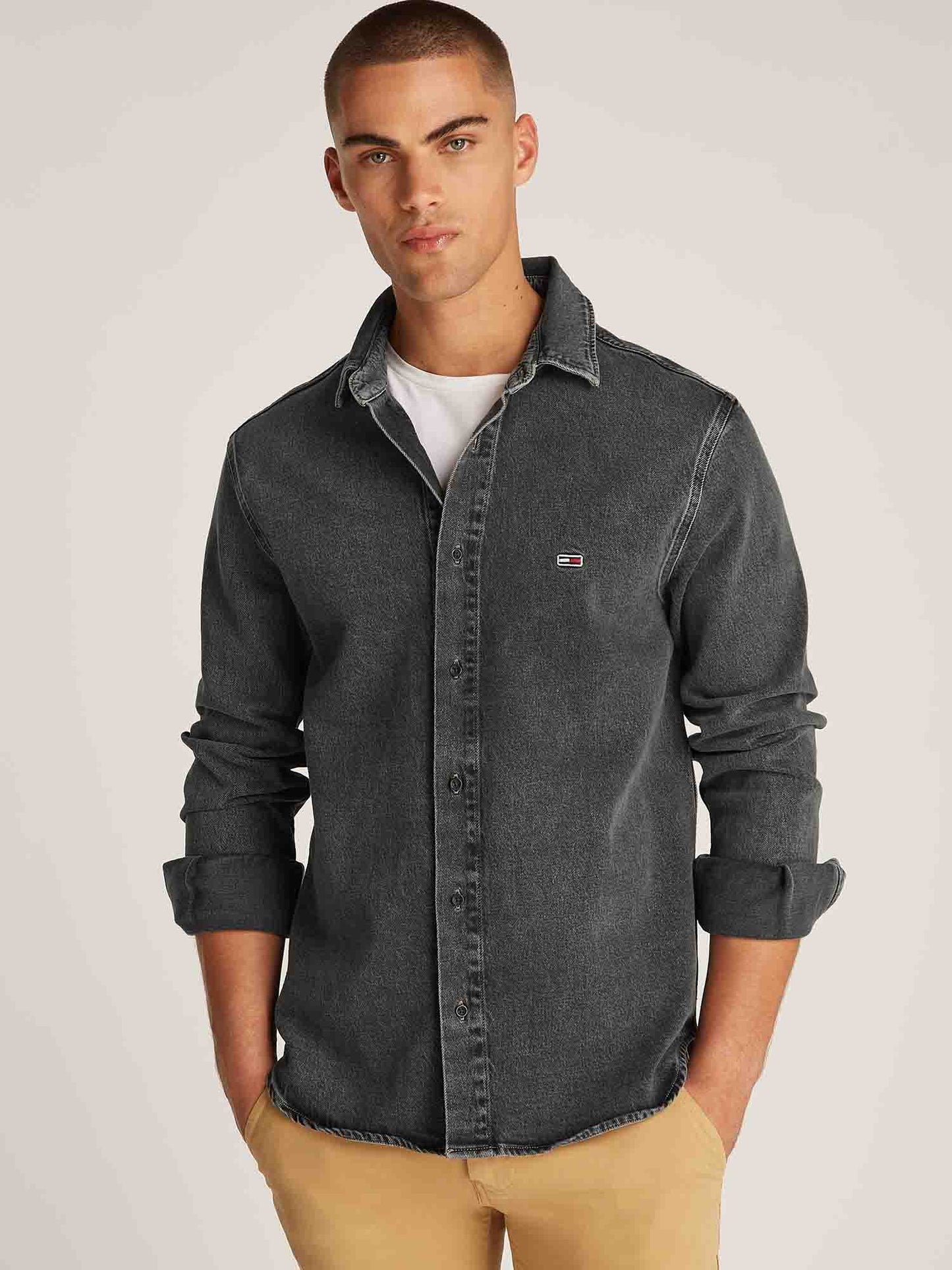 CAMICIA IN DENIM SBIADITO TOMMY HILFIGER DA UOMO DENIM BLACK