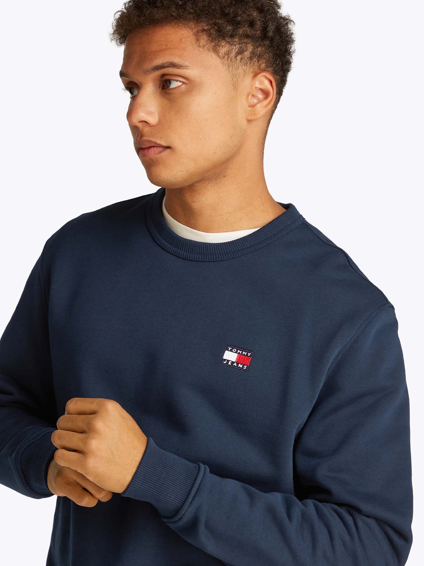 FELPA BADGE TOMMY JEANS UOMO BLU