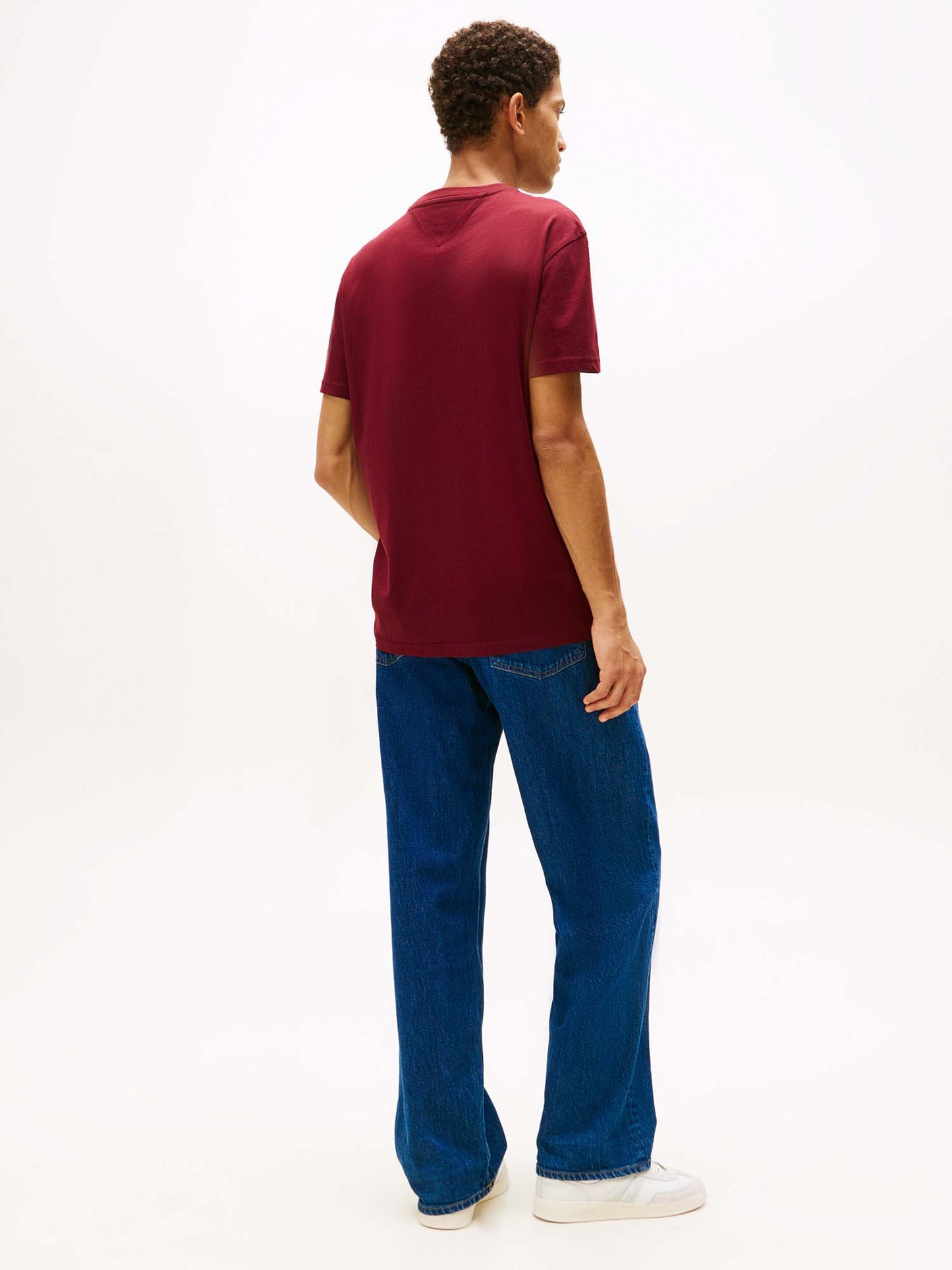 T-SHIRT LOGO LINEARE TOMMY JEANS DA UOMO BORDEAUX