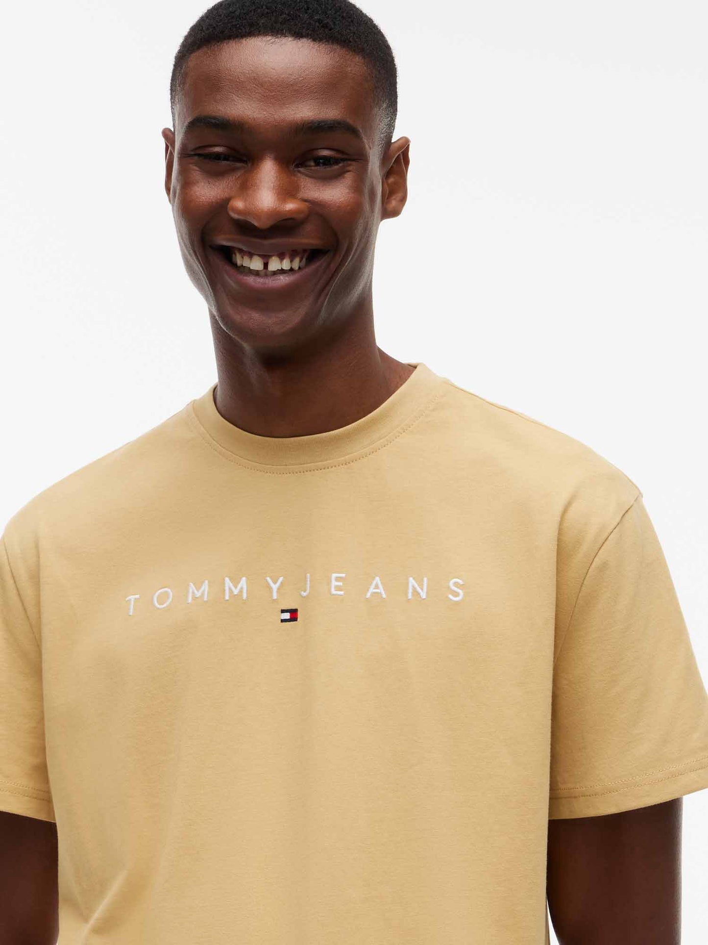Tommy Hilfiger Tommy Jeans Linear T, t-shirt maniche corte da uomo beige