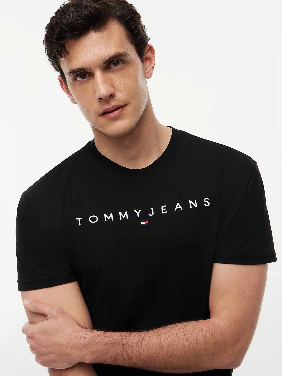 Tommy jeans linear t-shirt da uomo nero