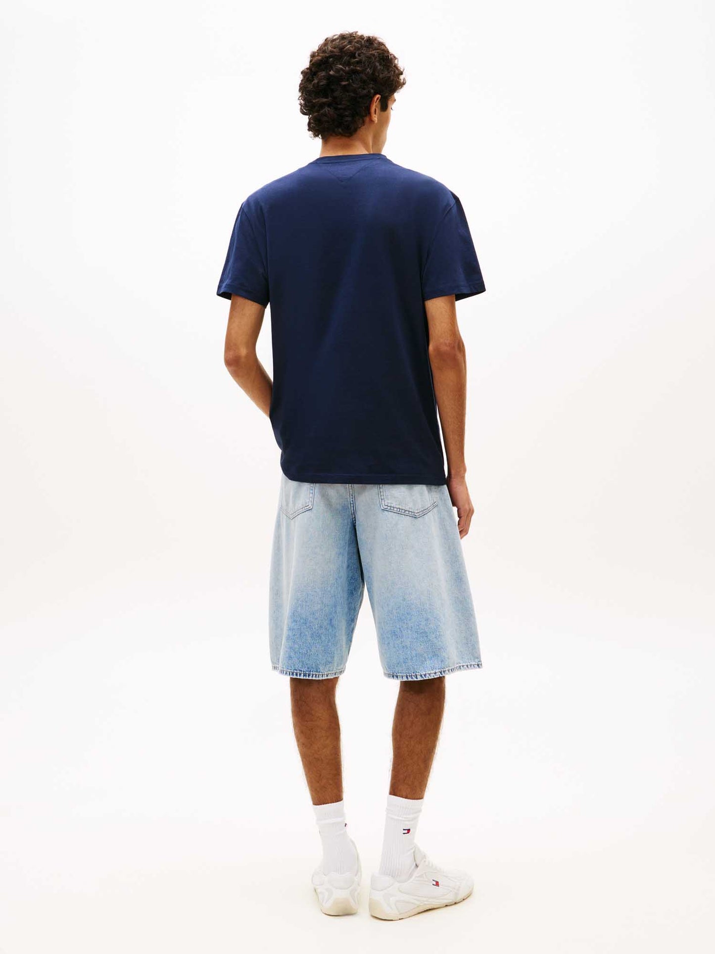 T-SHIRT BLU-CELESTE TOMMY JEANS CON LOGO LINEARE DA UOMO