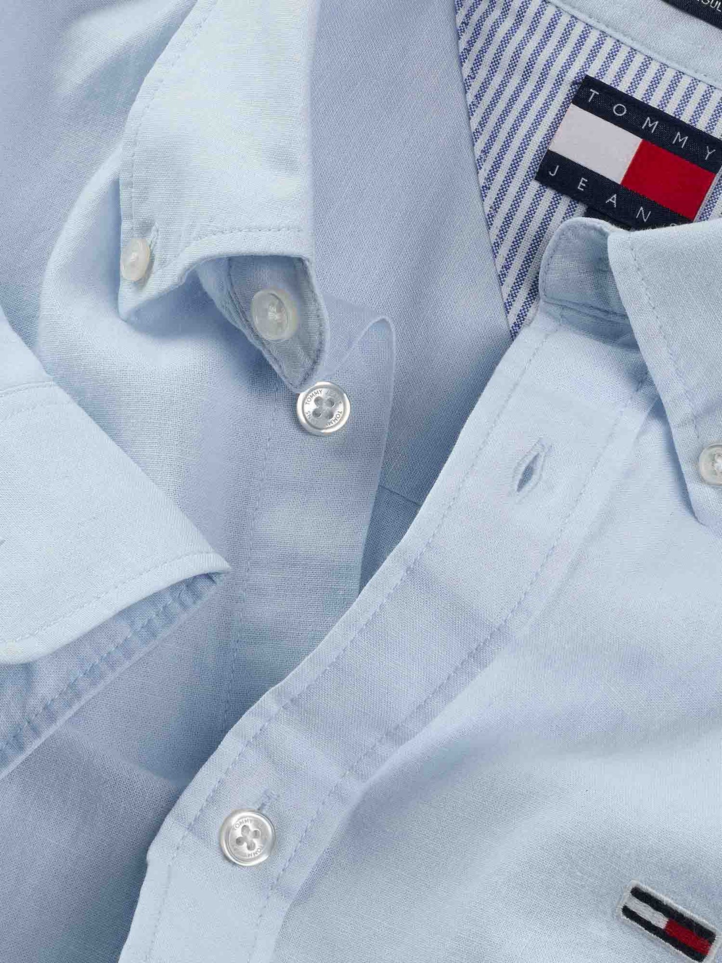 CAMICIA REGULAR LINEN TOMMY JEANS UOMO CELESTE