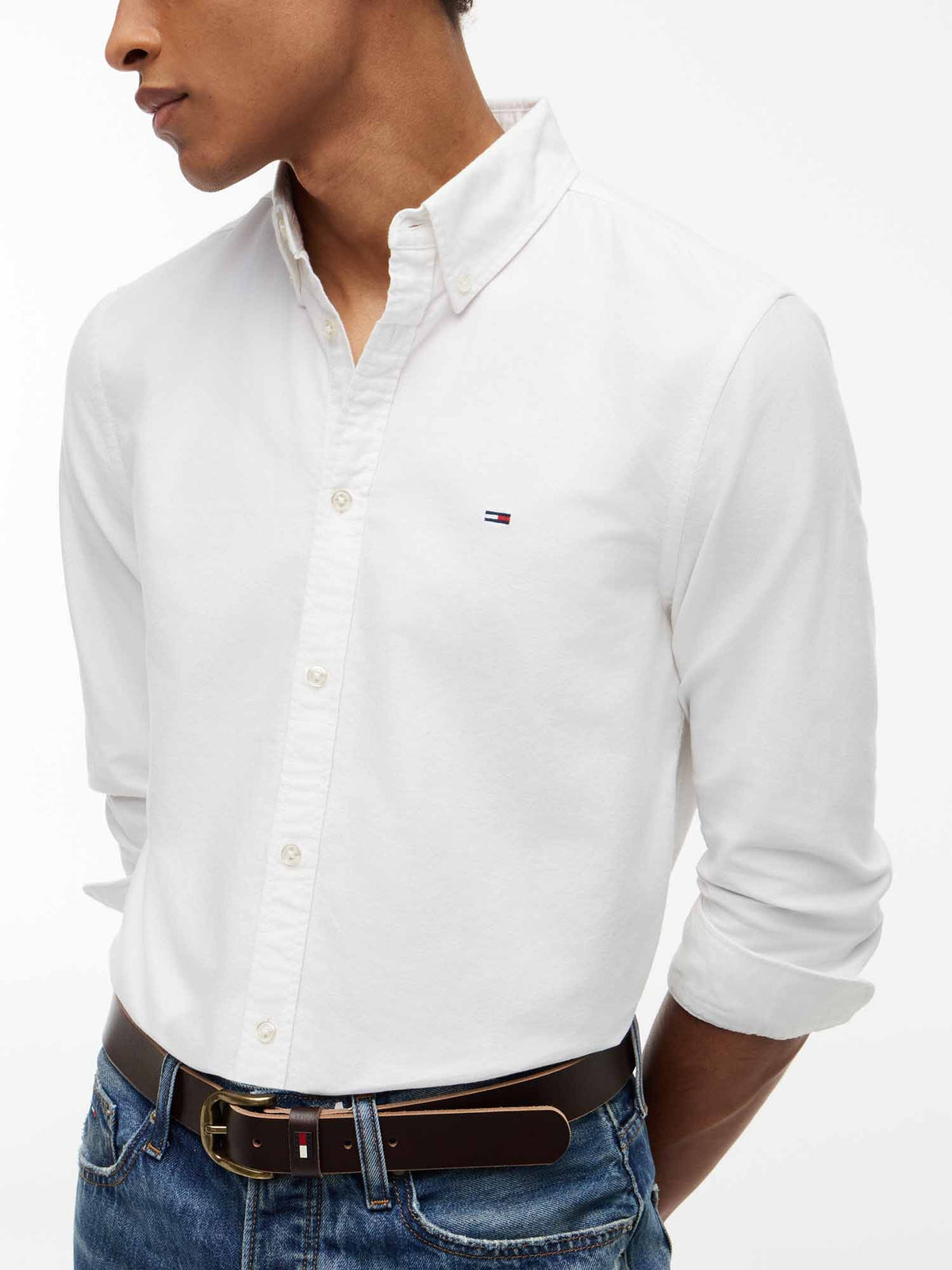 Tommy jeans oxford camicia da uomo bianco