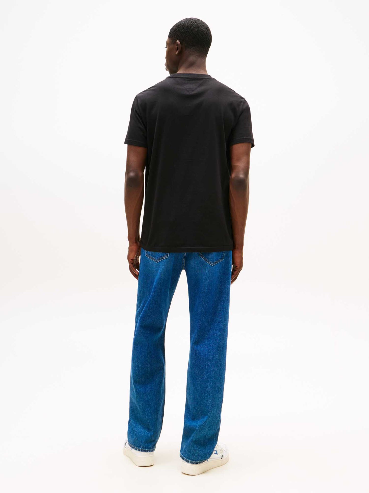 T-SHIRT SLIM LINEAR TOMMY JEANS DA UOMO NERO