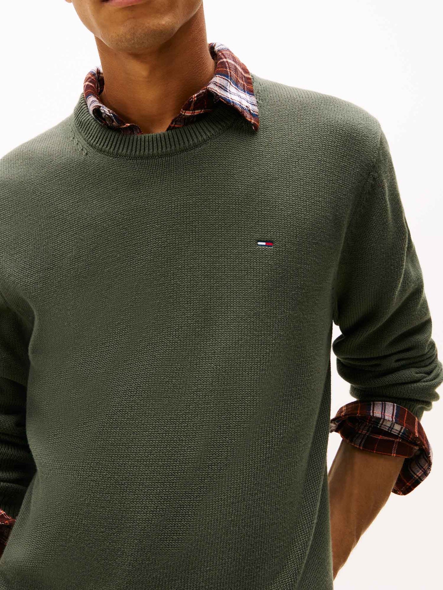 PULLOVER SLIM TOMMY JEANS DA UOMO VERDE