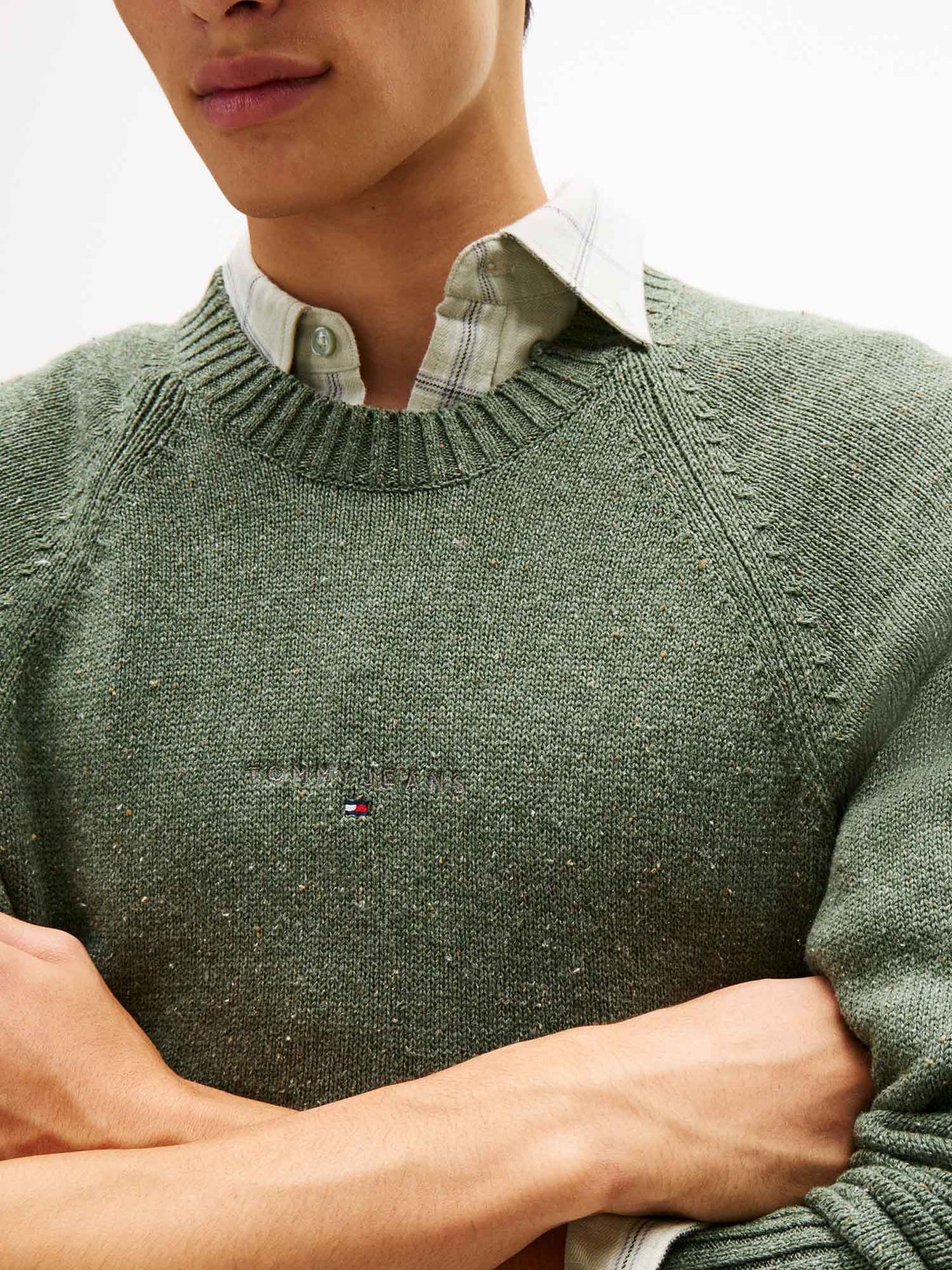 PULLOVER GIROCOLLO SLIM TOMMY JEANS DA UOMO VERDE