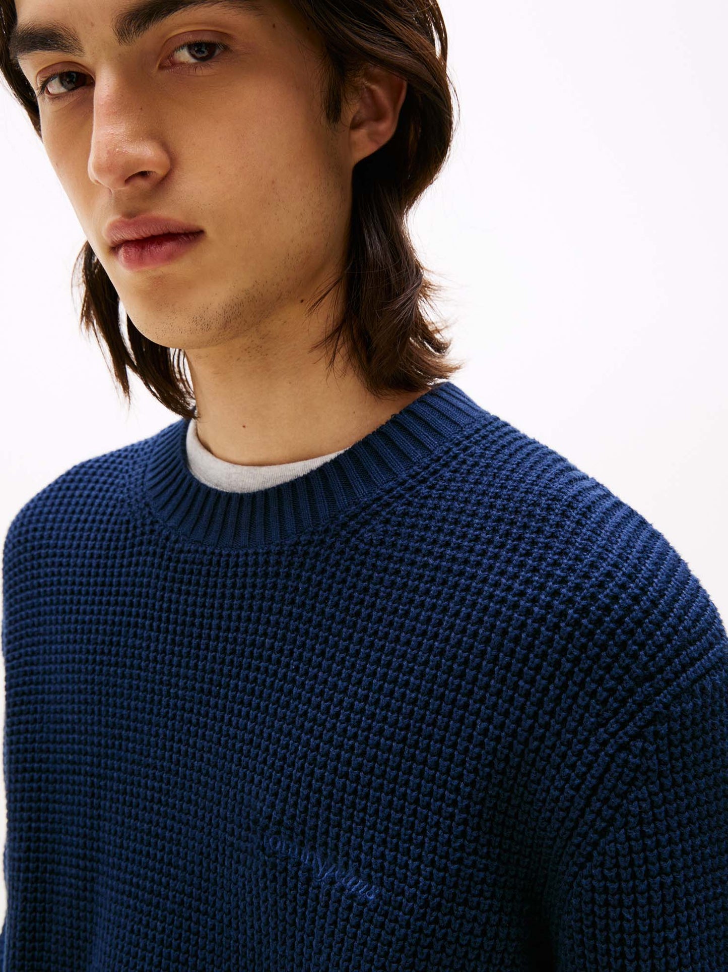 PULLOVER RICAMATO TOMMY JEANS DA UOMO BLU