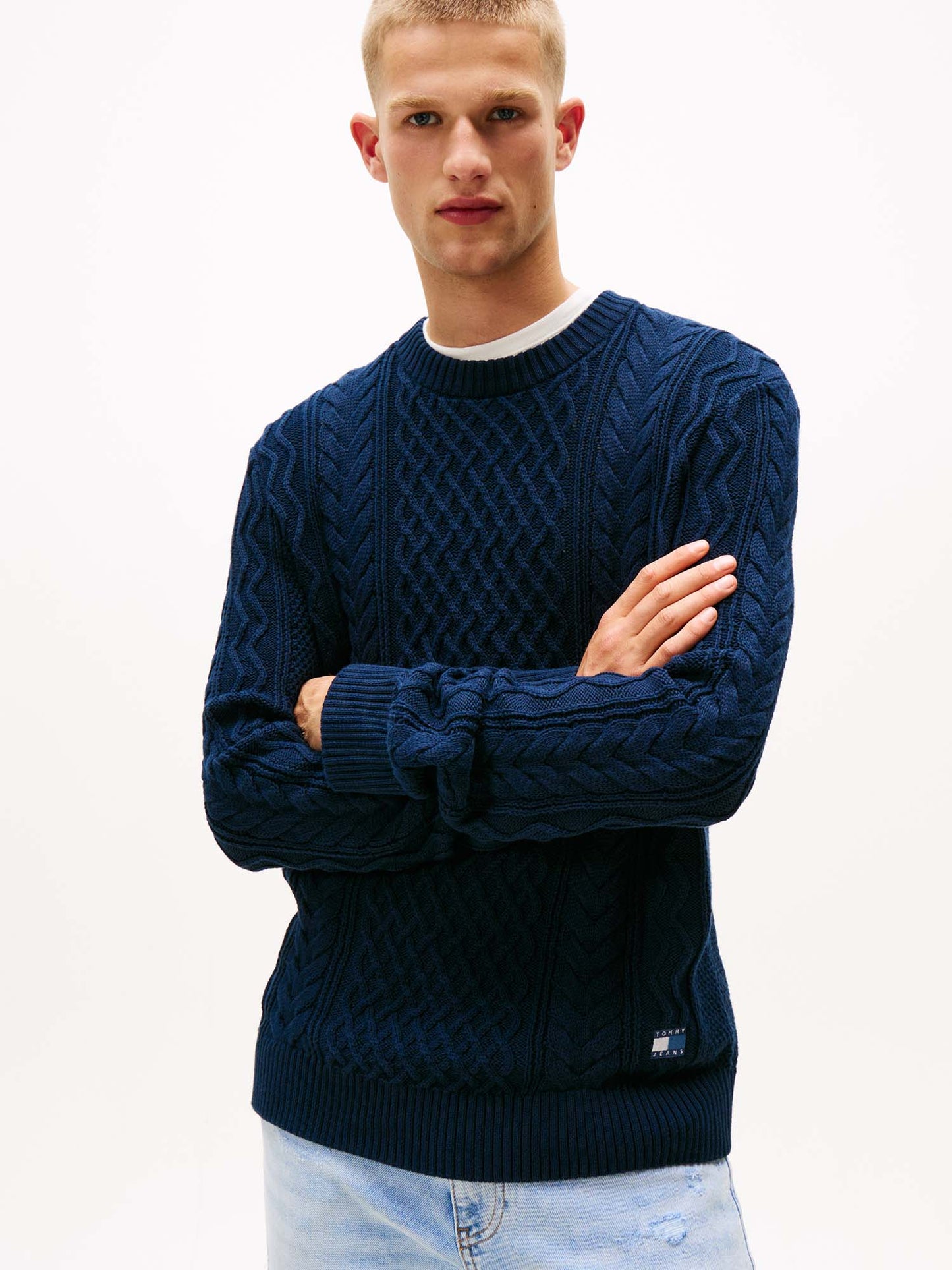 PULLOVER SLIM TOMMY JEANS DA UOMO BLU