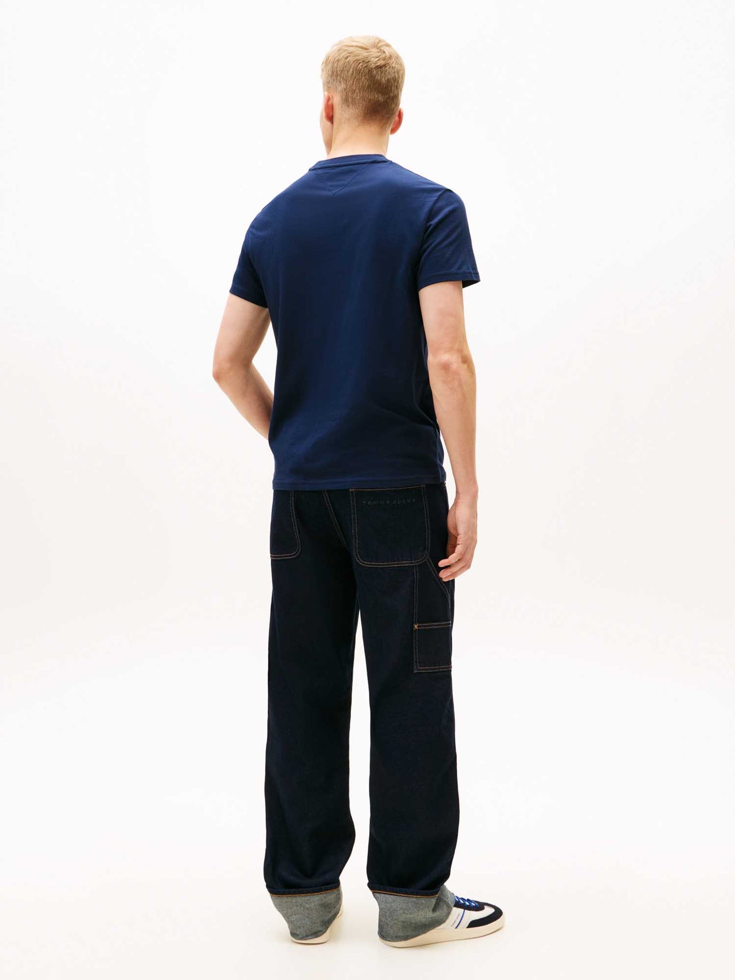 Tommy Jeans T-shirt slim fit blu da uomo con logo vintage