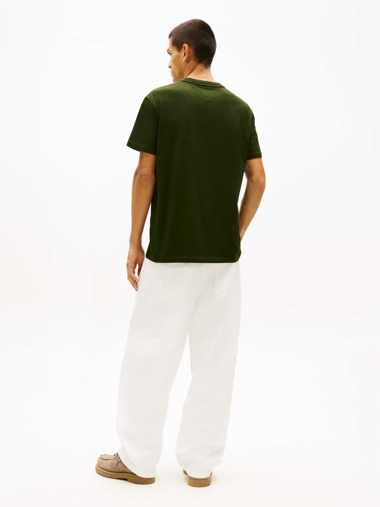 T-shirt verde Tommy Jeans a maniche corte da uomo con logo stampato