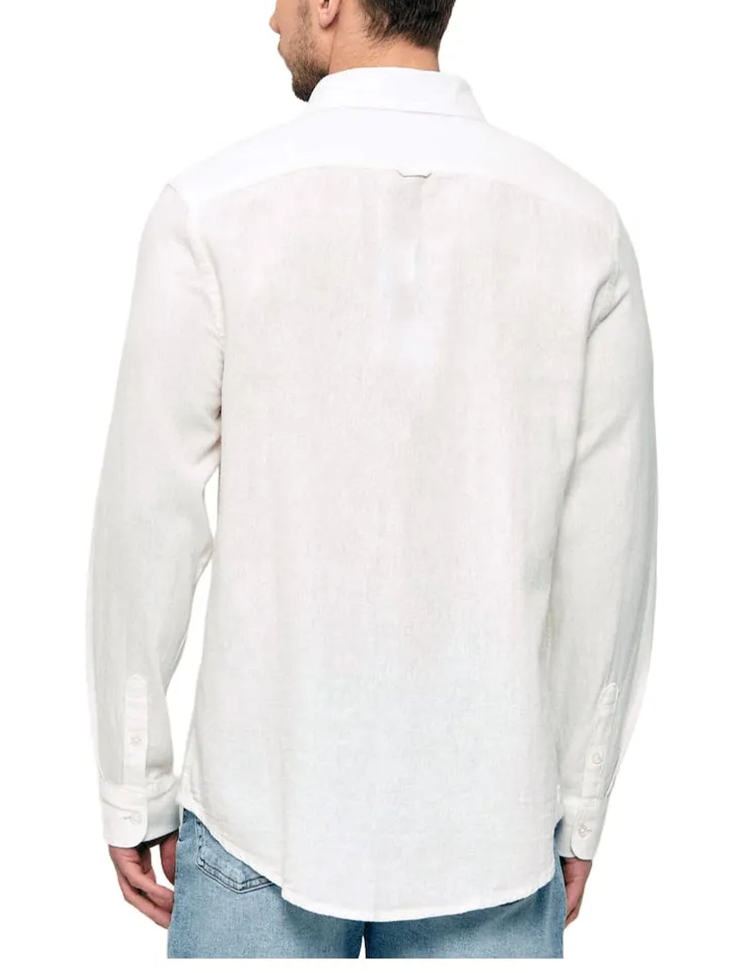 Camicia uomo in lino bianca Tommy Hilfiger dal taglio regular