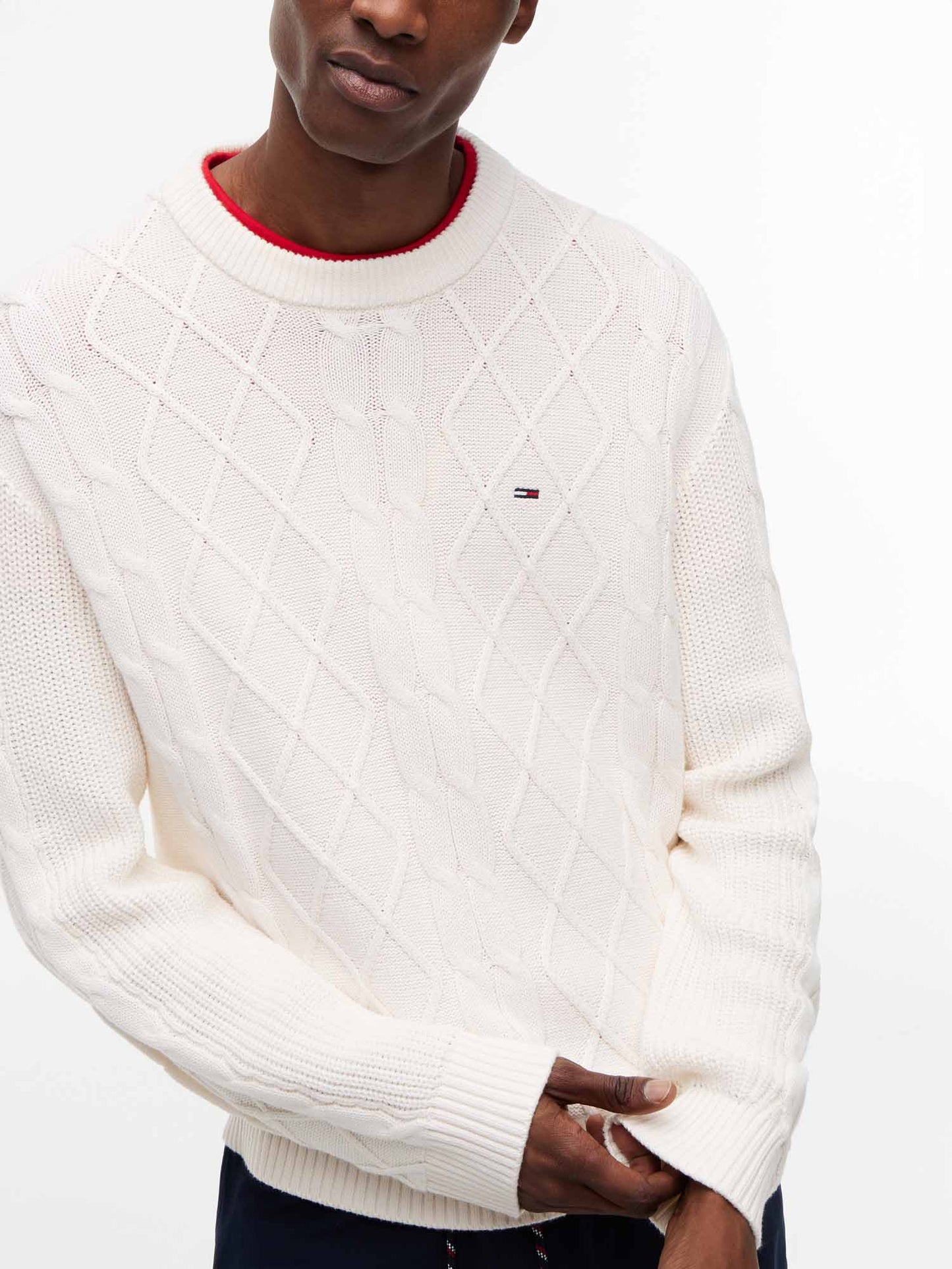 Tommy Hilfiger Tommy Jeans Cable, maglia da uomo panna