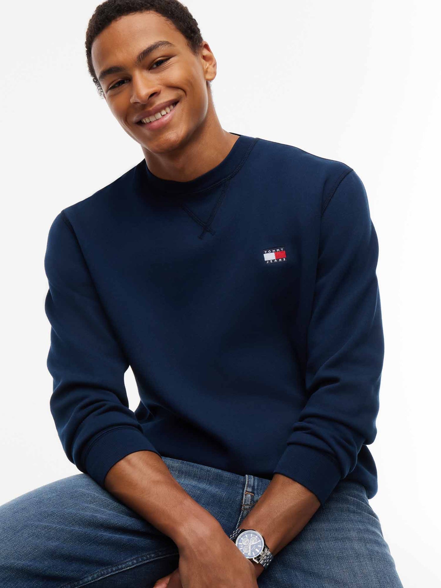 Tommy Hilfiger Badge Crew, felpa da uomo blu