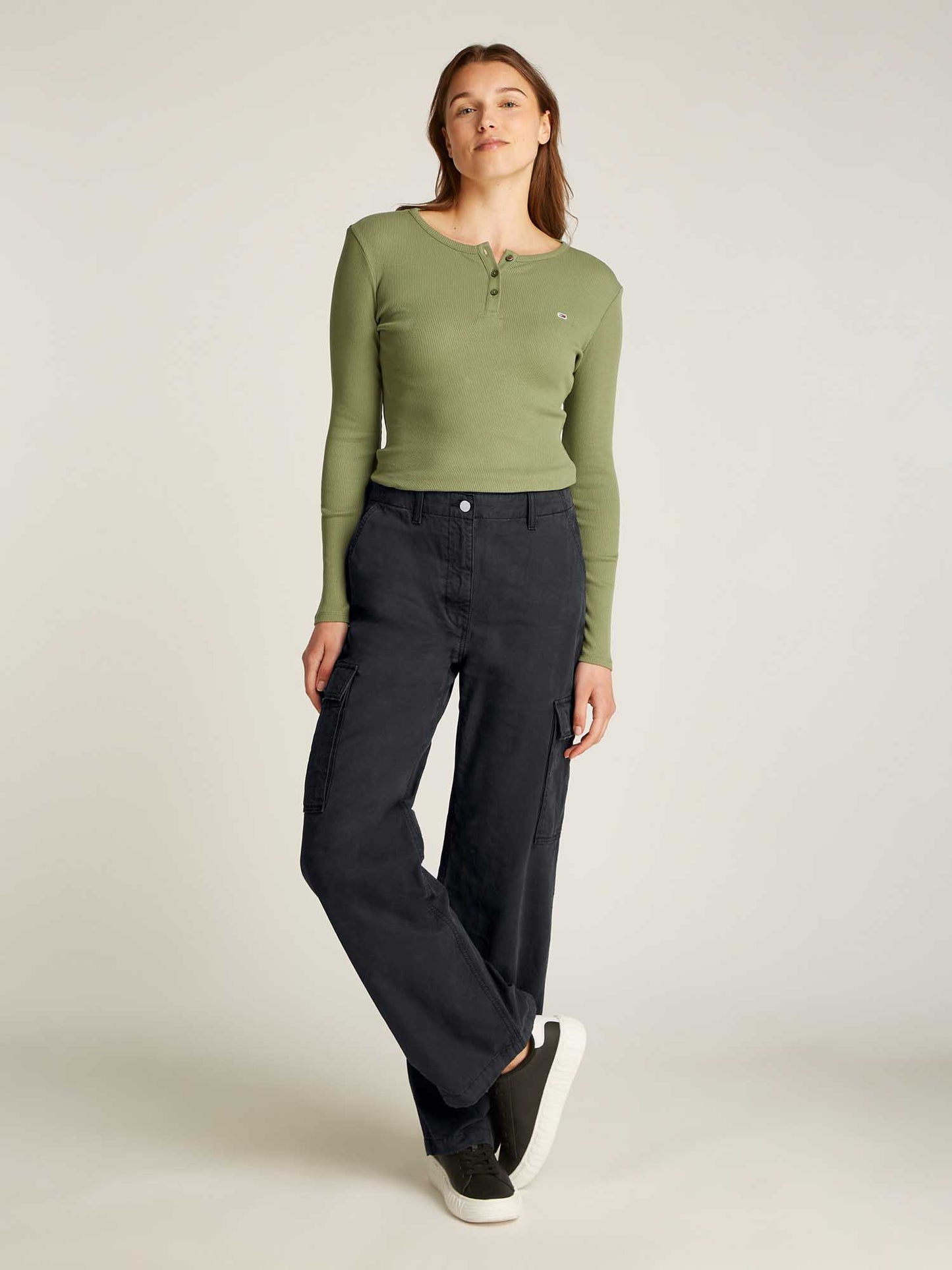 PANTALONE CARGO MIA RELAXED TOMMY JEANS DONNA NERO