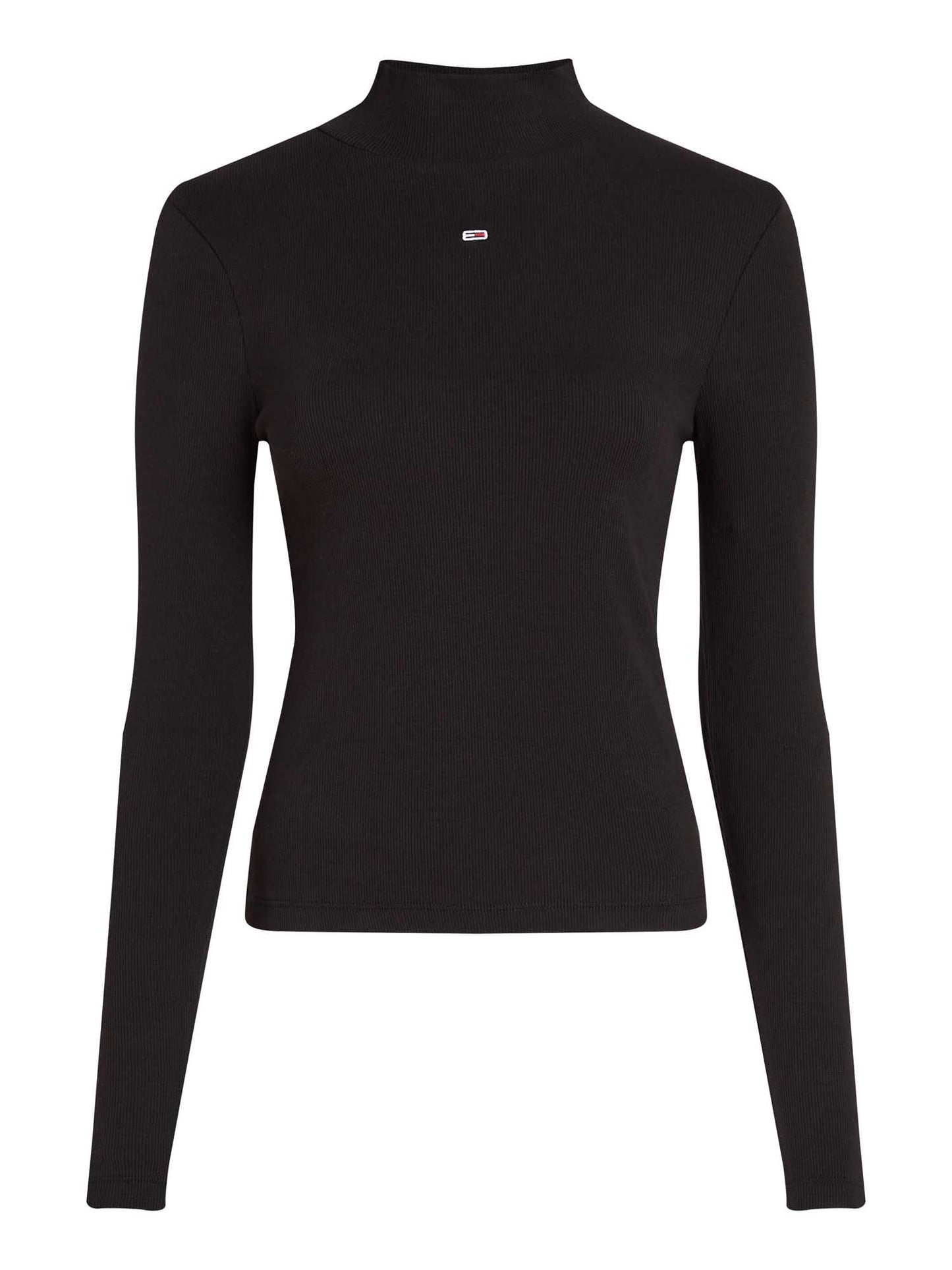 MAGLIA A COSTINE E MANICHE LUNGHE TOMMY JEANS DA DONNA NERO