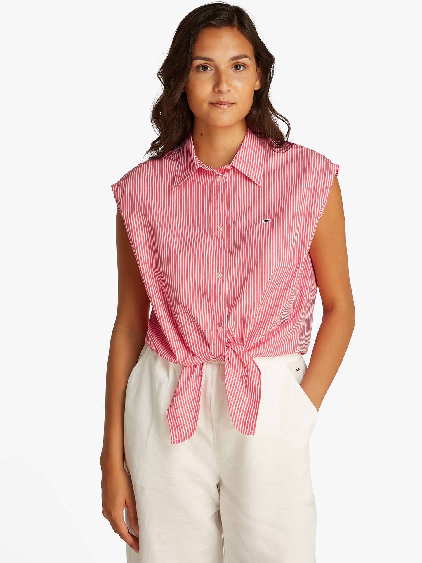 CAMICIA CROP IN POPILENE TOMMY JEANS DONNA CORALLO