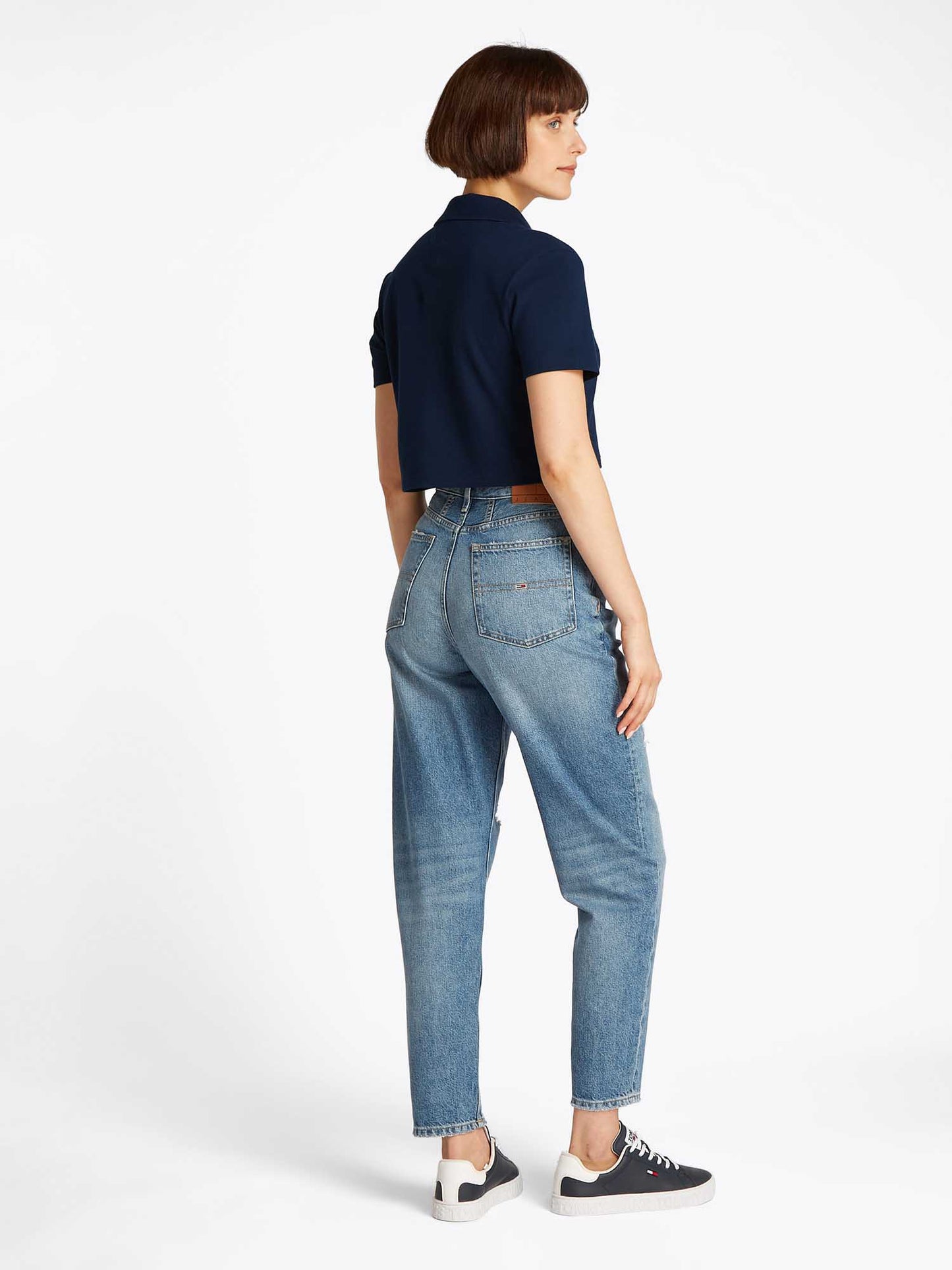POLO CROPPED BADGE TOMMY JEANS DONNA BLU