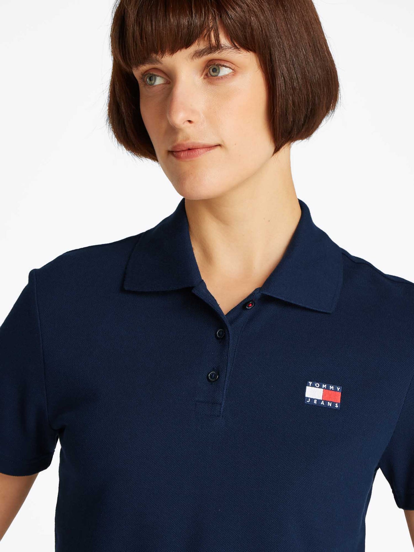 POLO CROPPED BADGE TOMMY JEANS DONNA BLU