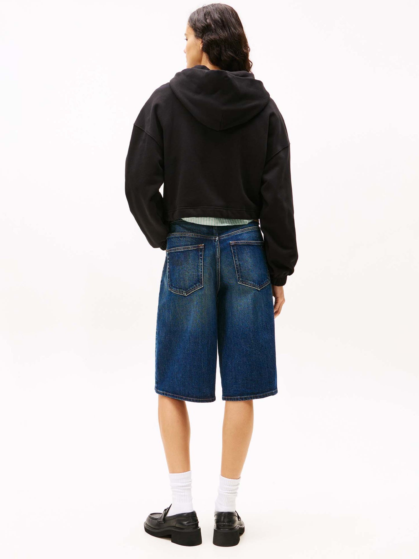 FELPA CROP CON CAPPUCCIO TOMMY JEANS DA DONNA NERO