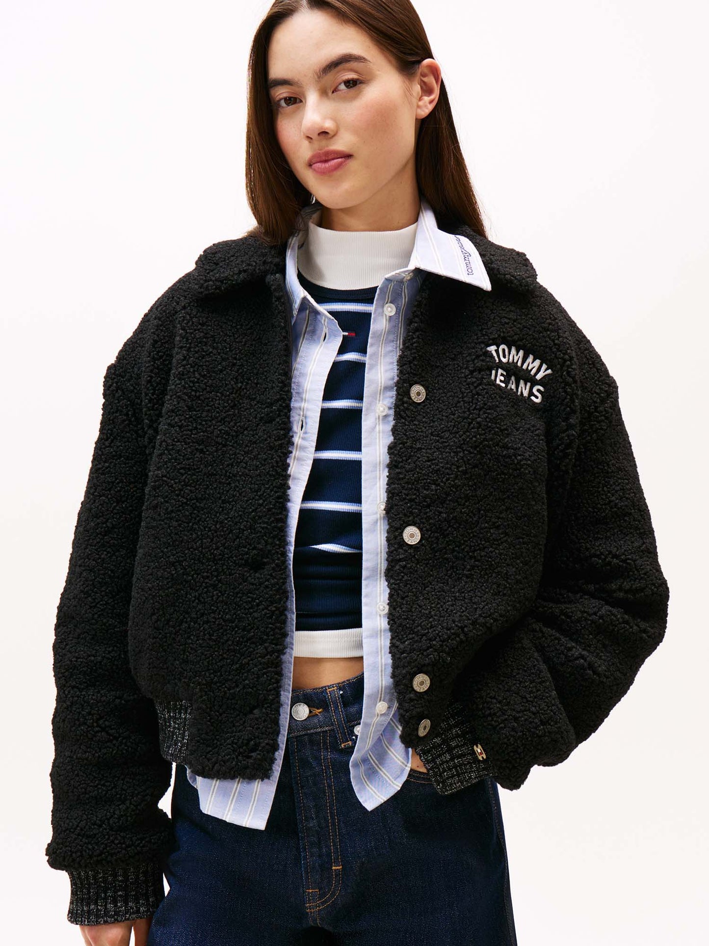 SHERPA TEDDY TOMMY JEANS DA DONNA NERO