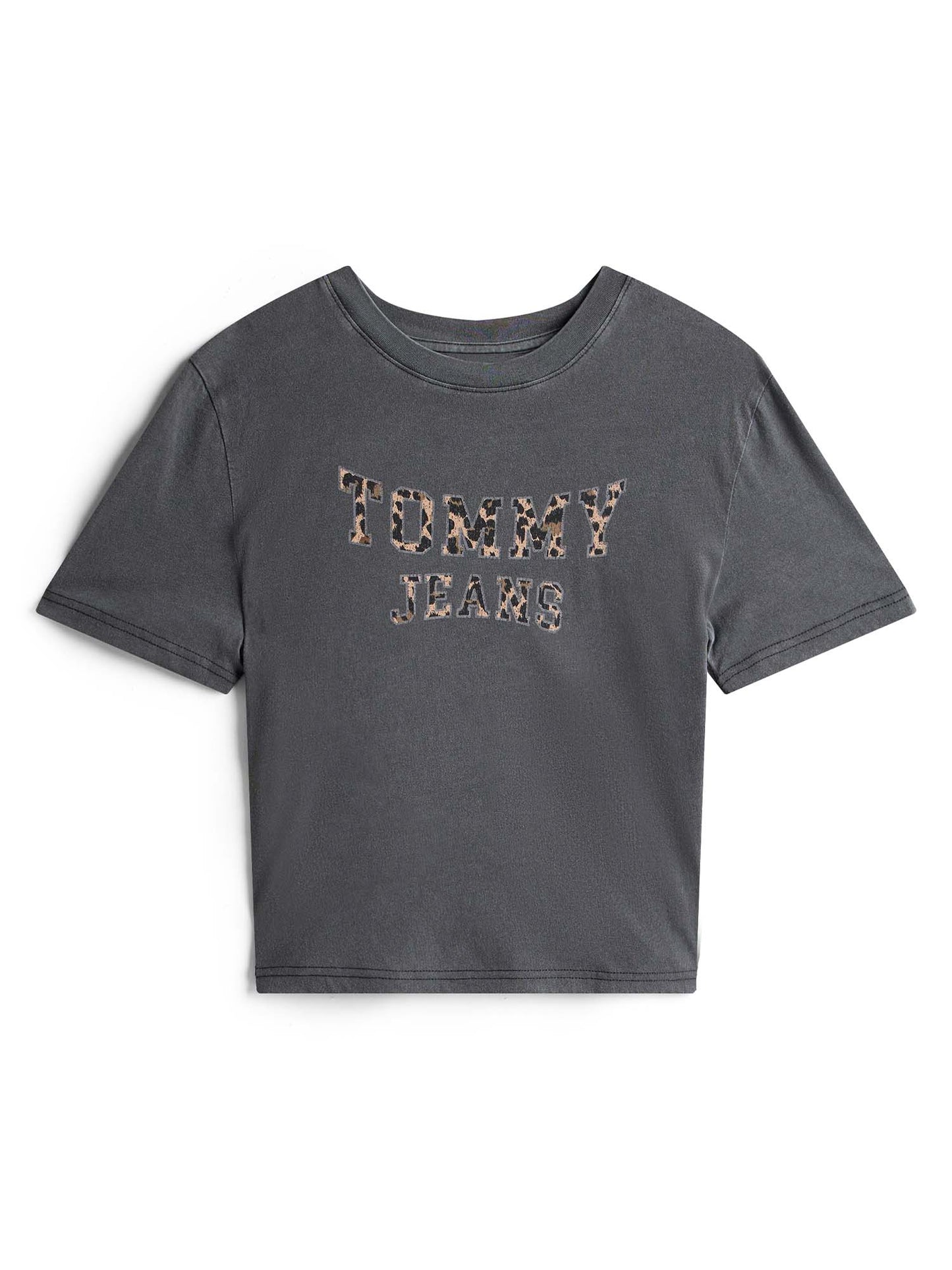 T-SHIRT CON LOGO LEOPARDATO TOMMY JEANS DA DONNA NERO