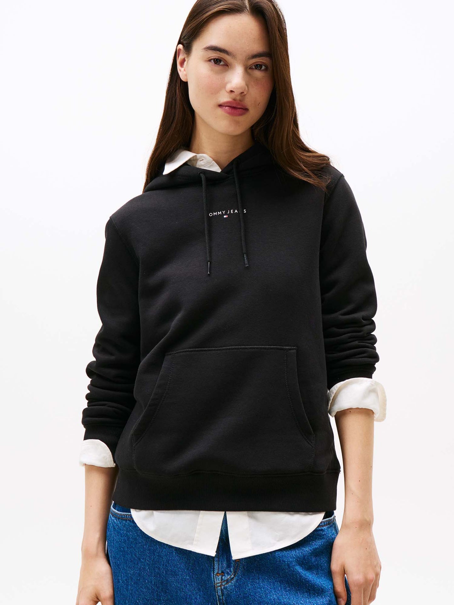 FELPA CON CAPPUCCIO E LOGO TOMMY JEANS DA DONNA NERO
