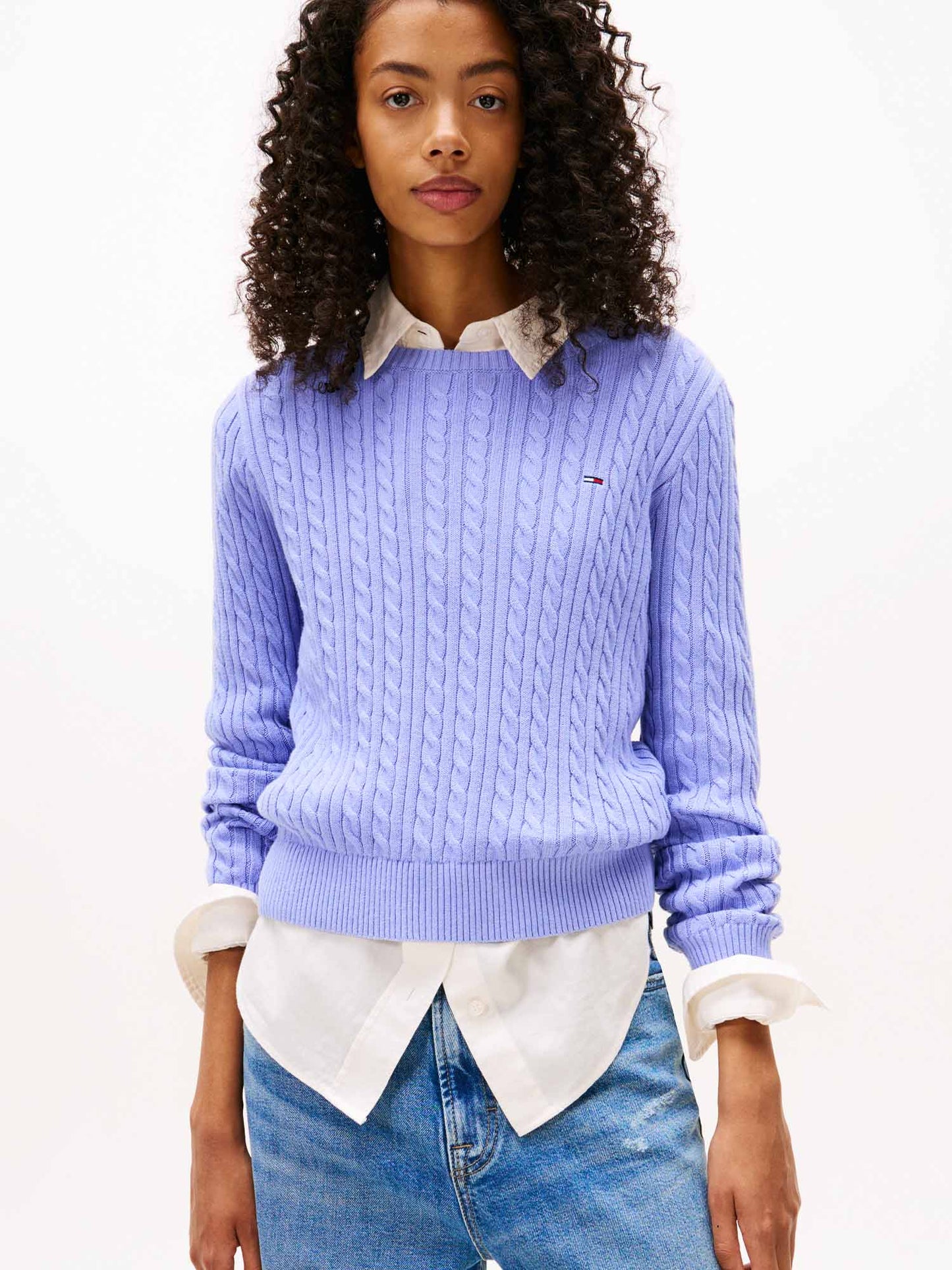 PULLOVER CABLE TOMMY JEANS DA DONNA LILLA