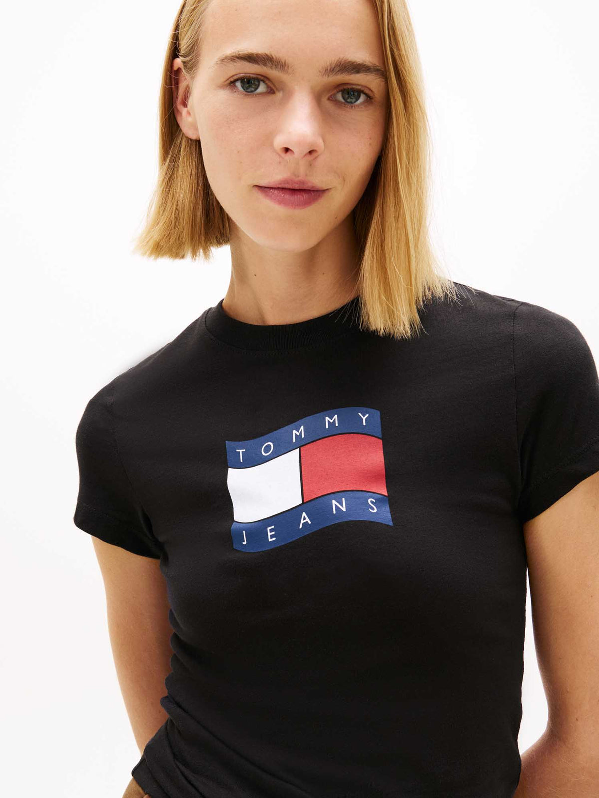 Tommy j. slim wavy t-shirt da donna nero