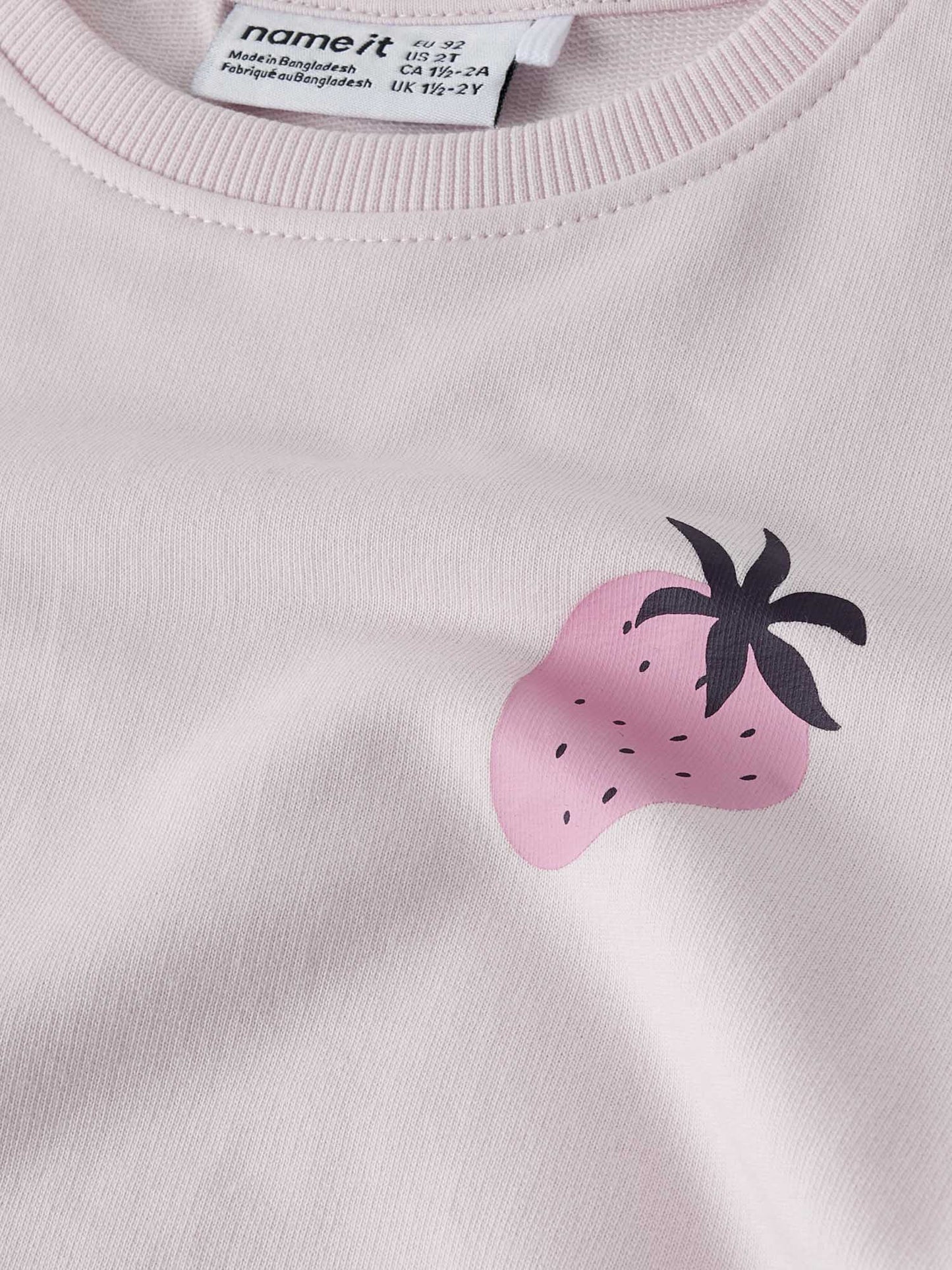 Felpa rosa unisex bambino Name It Bissine con stampa fragola