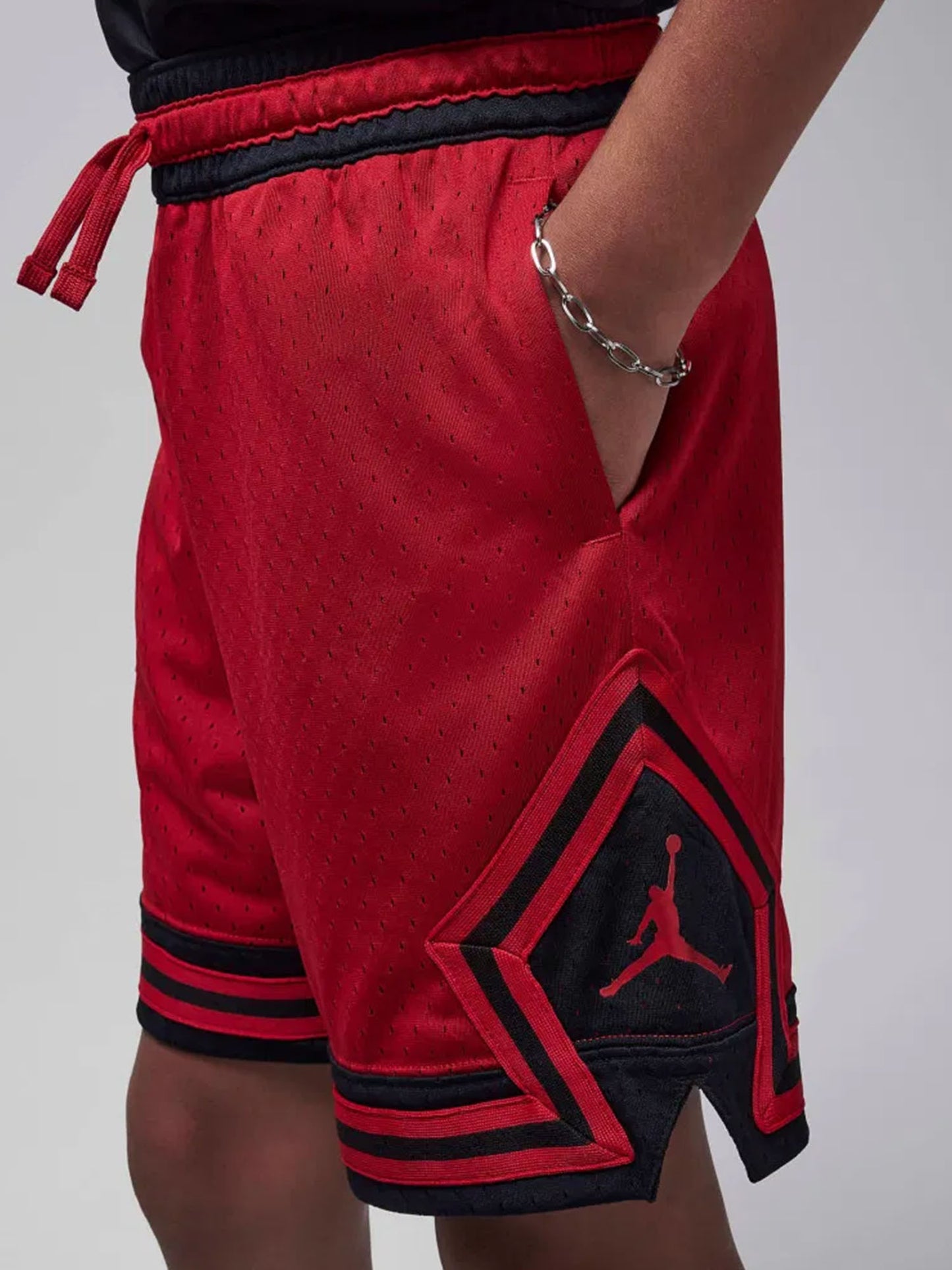 Jordan Dri-FIT Diamond, shorts unisex bambino rossi in mesh traspirante