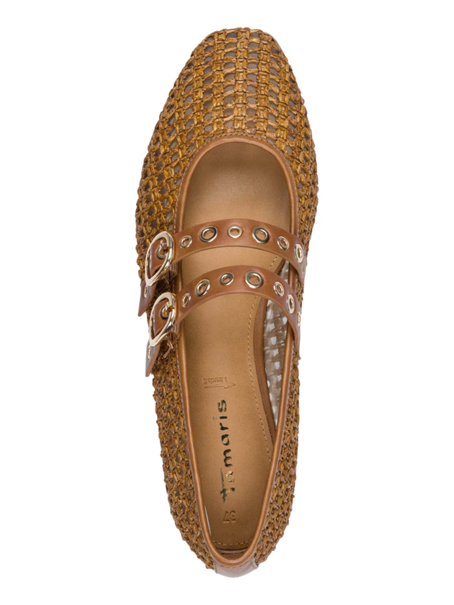 Ballerine da donna Tamaris in tessuto marrone con fibbia regolabile