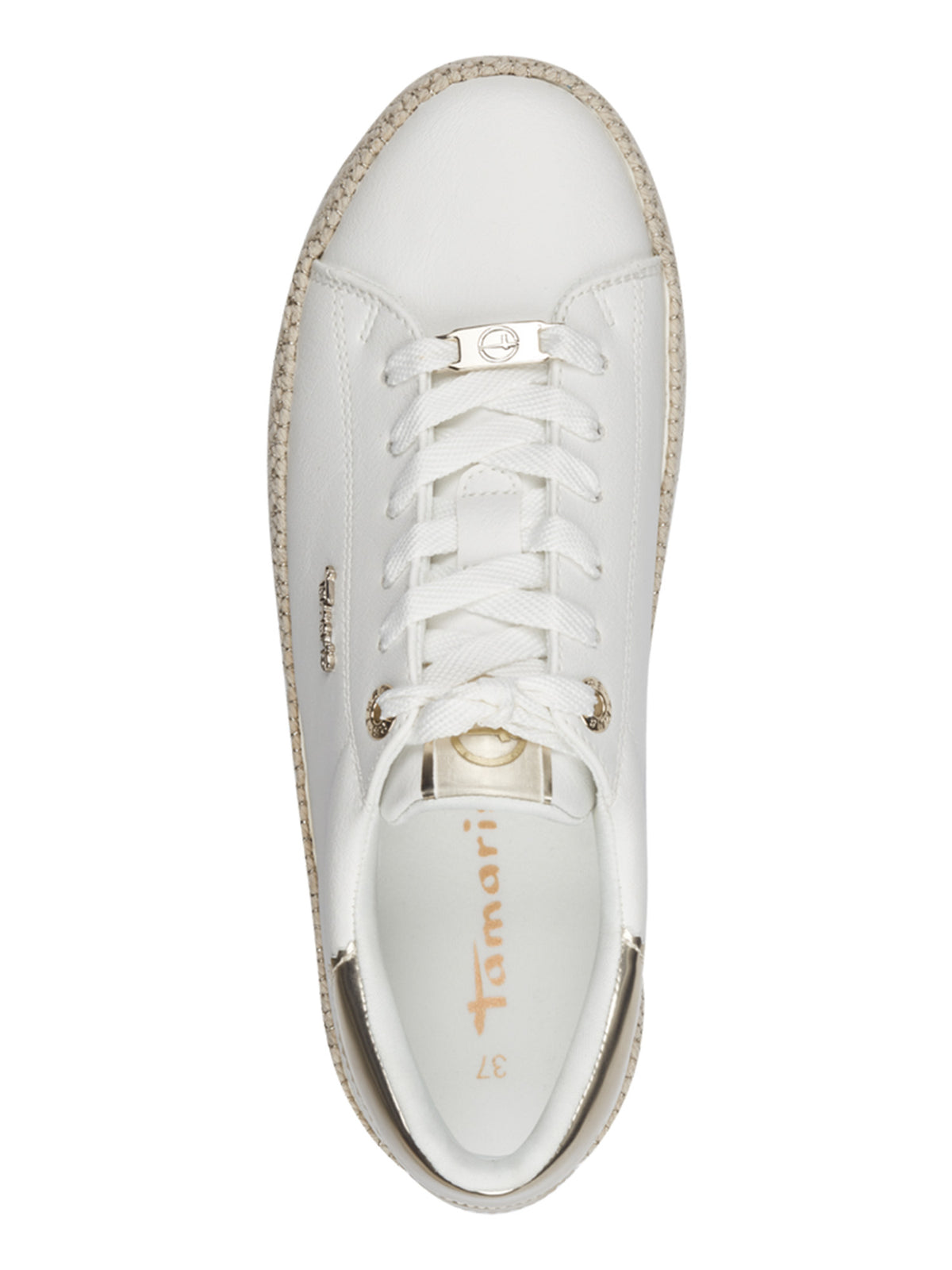 Tamaris stringata sneakers da donna bianco oro