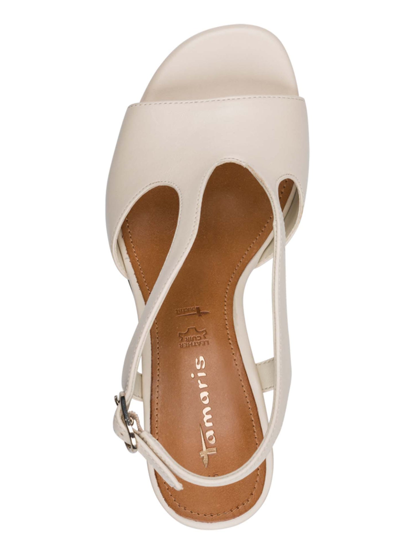 Sandali eleganti Tamaris in cuoio beige da donna con tacco a blocco