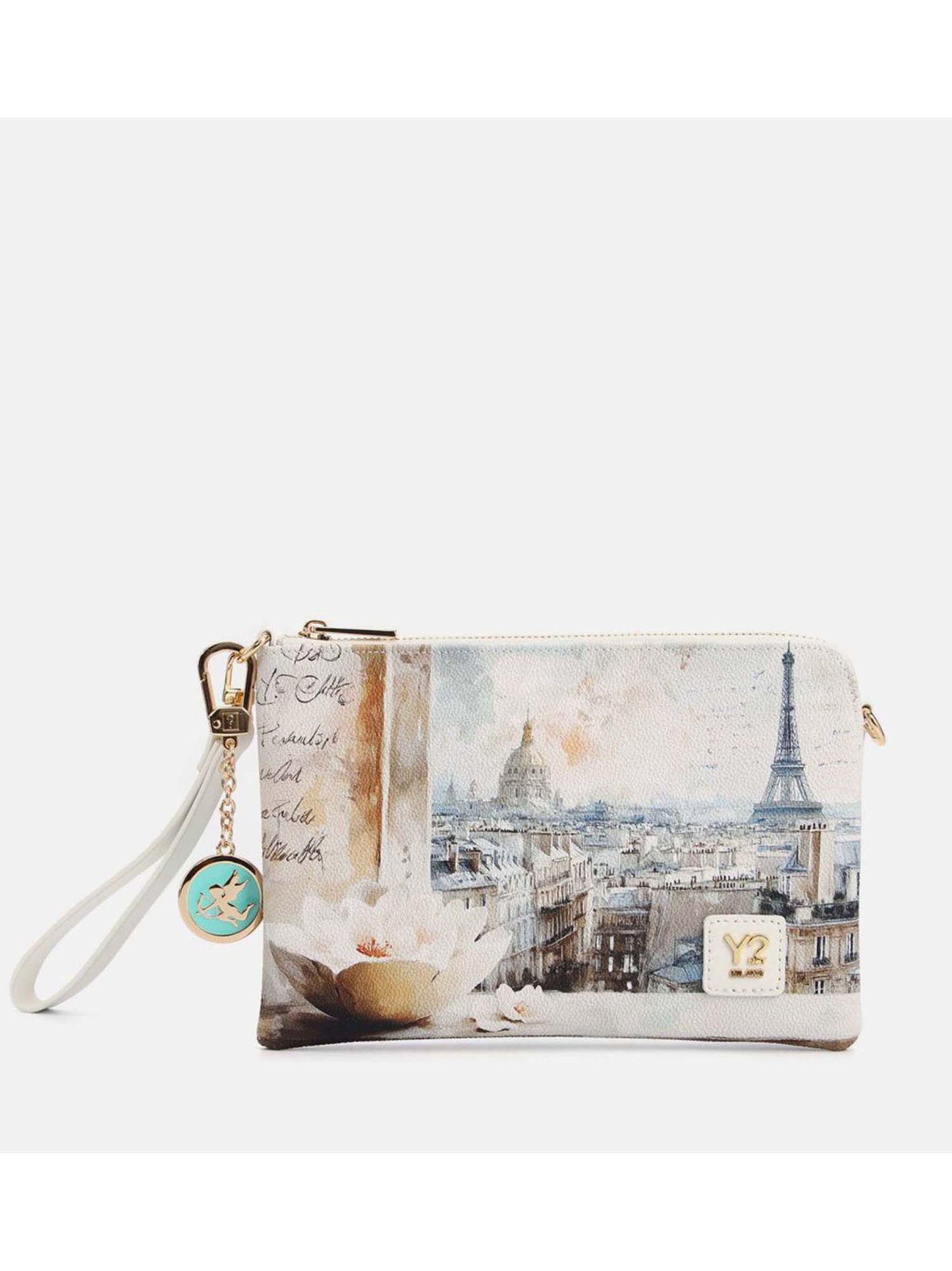 Clutch compatta Y Not? Paris bianca da donna