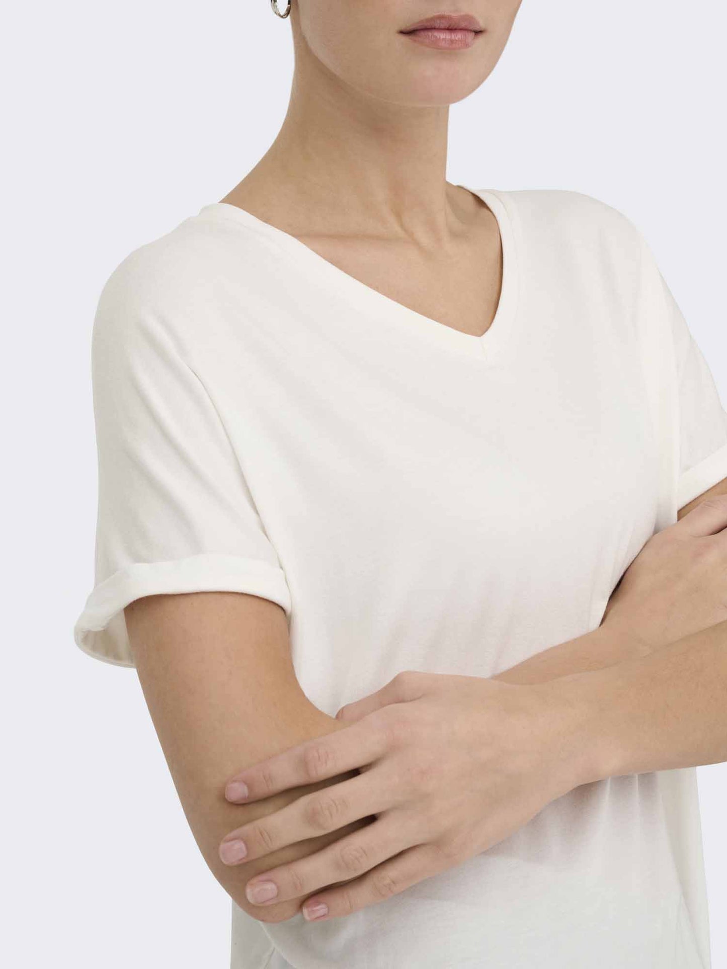 Jaqueline de Yong Sissy, t-shirt maniche corte da donna color crema