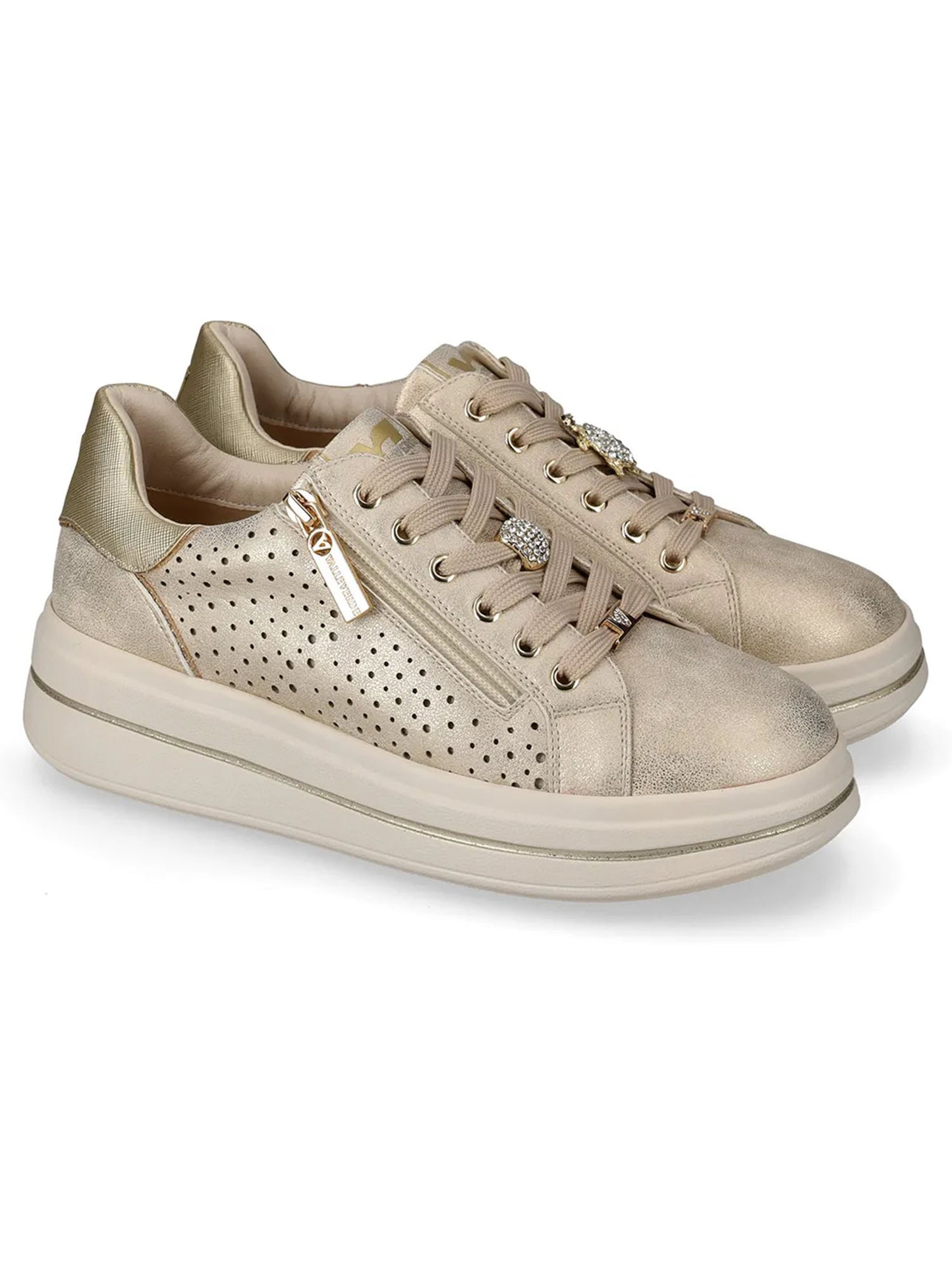 Sneakers Valleverde donna in pelle oro per primavera-estate