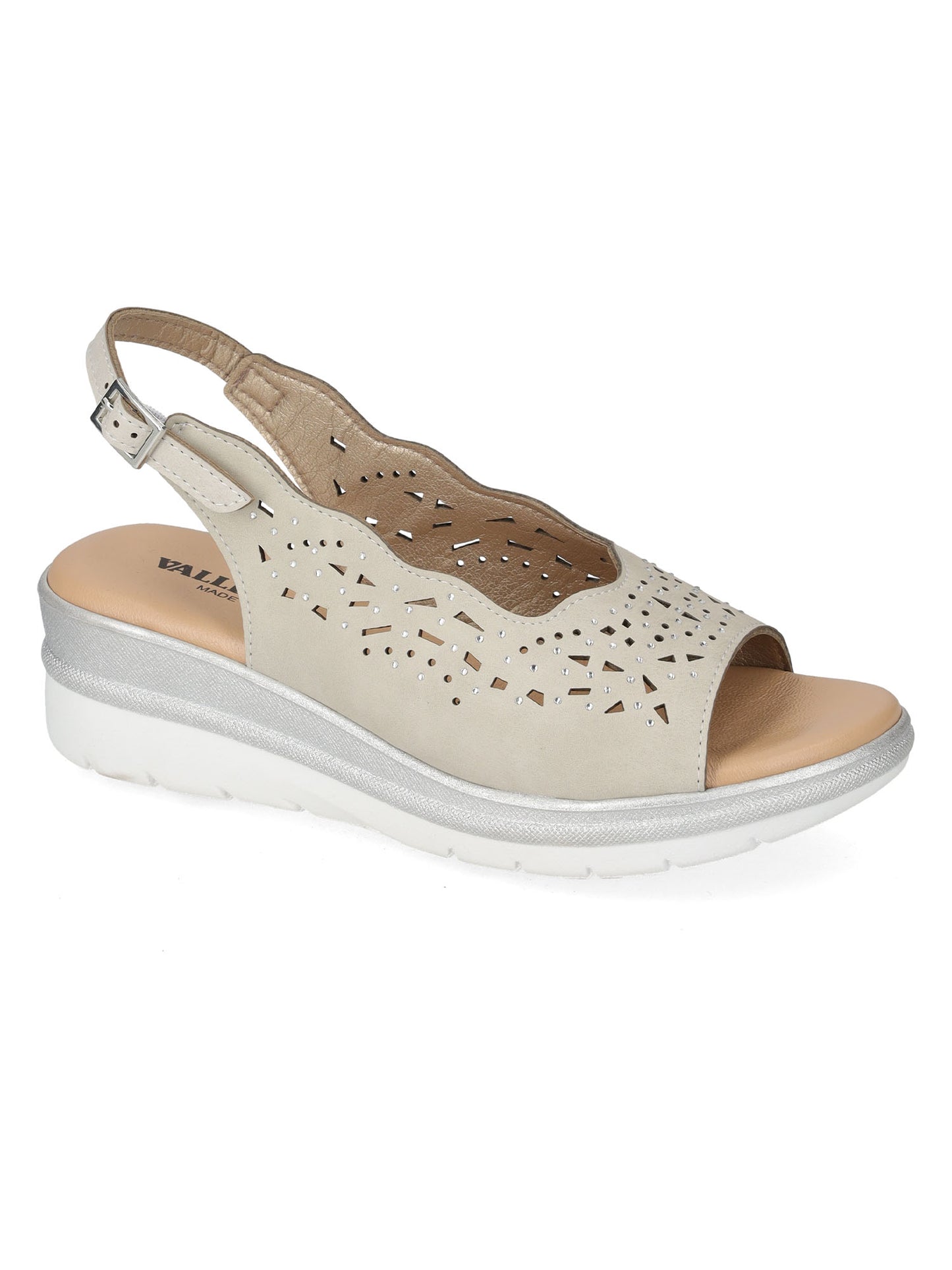 Valleverde sandalo donna bianco con zeppa leggera e comfort