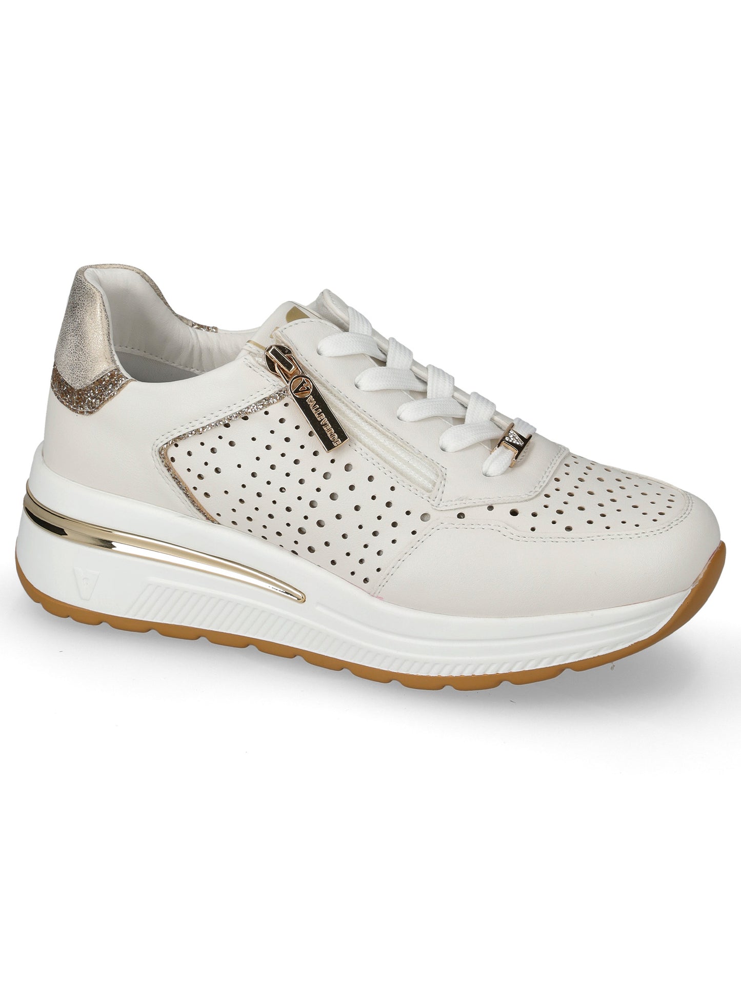 Sneakers donna Valleverde in ecopelle bianca con zeppa interna
