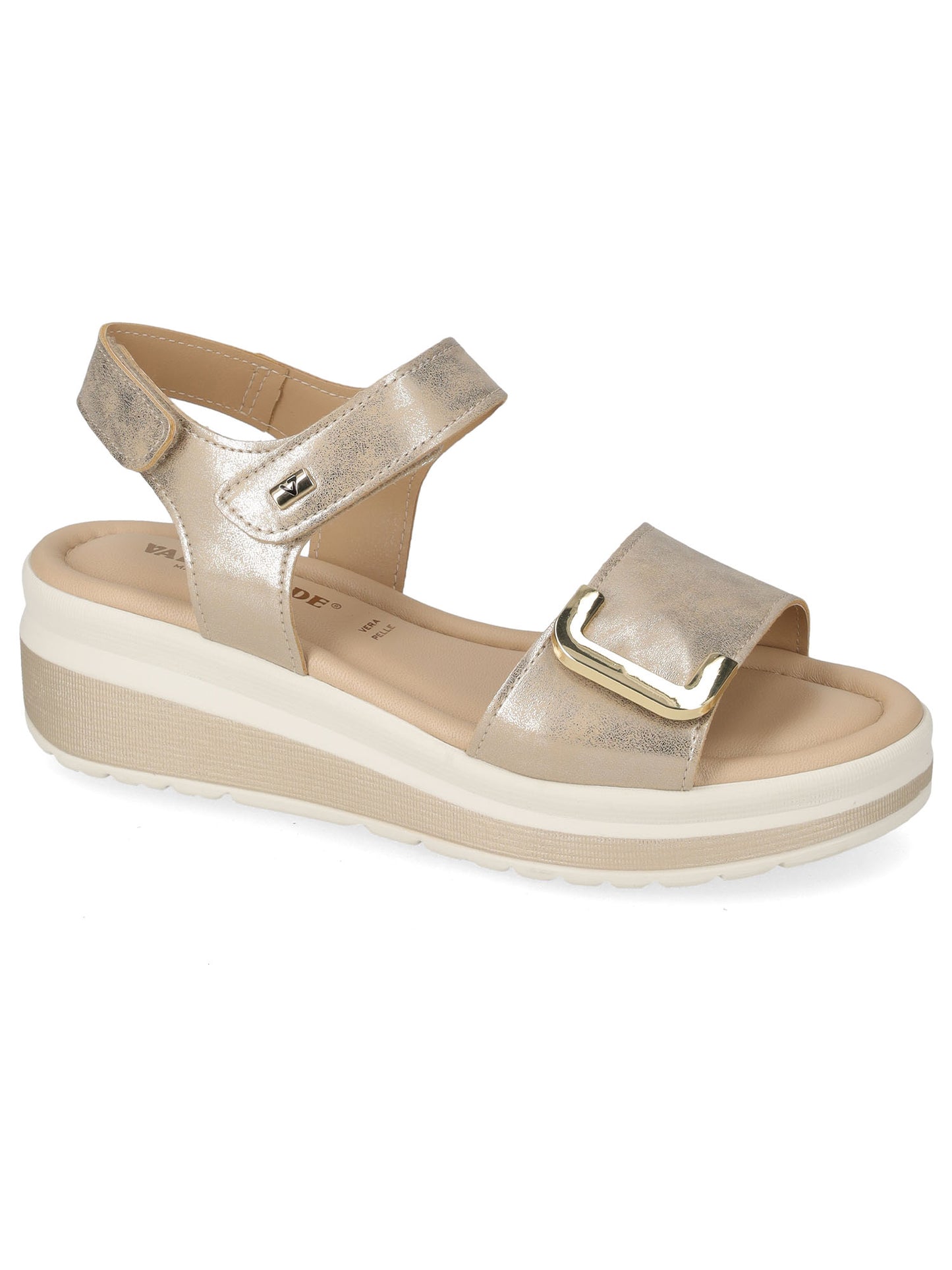 Sandali donna Valleverde in cuoio color oro per la primavera estate