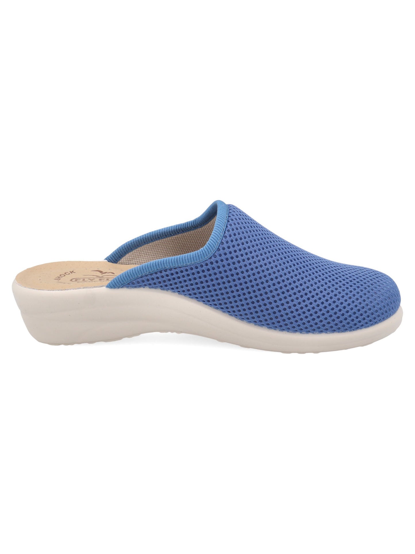 Ciabatta chiusa da donna Fly Flot blu in tessuto con suola in gomma
