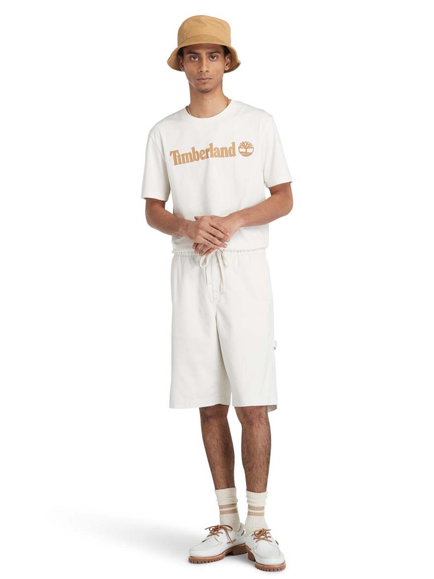 T-SHIRT CON LOGO LINEARE TIMBERLAND UOMO PANNA