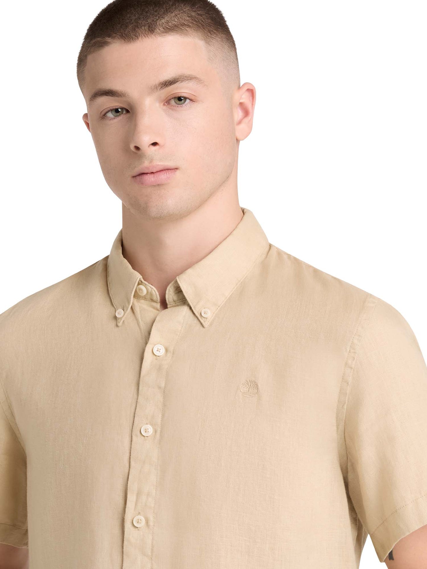 Camicia in lino verde Timberland da uomo per la primavera estate