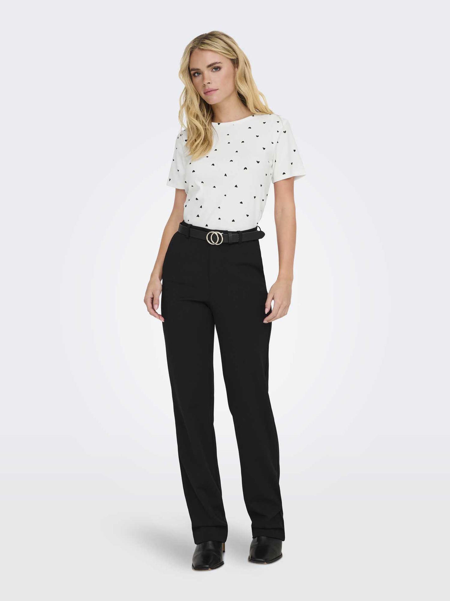 JDY SOFIA SS TOP - BIANCO-NERO