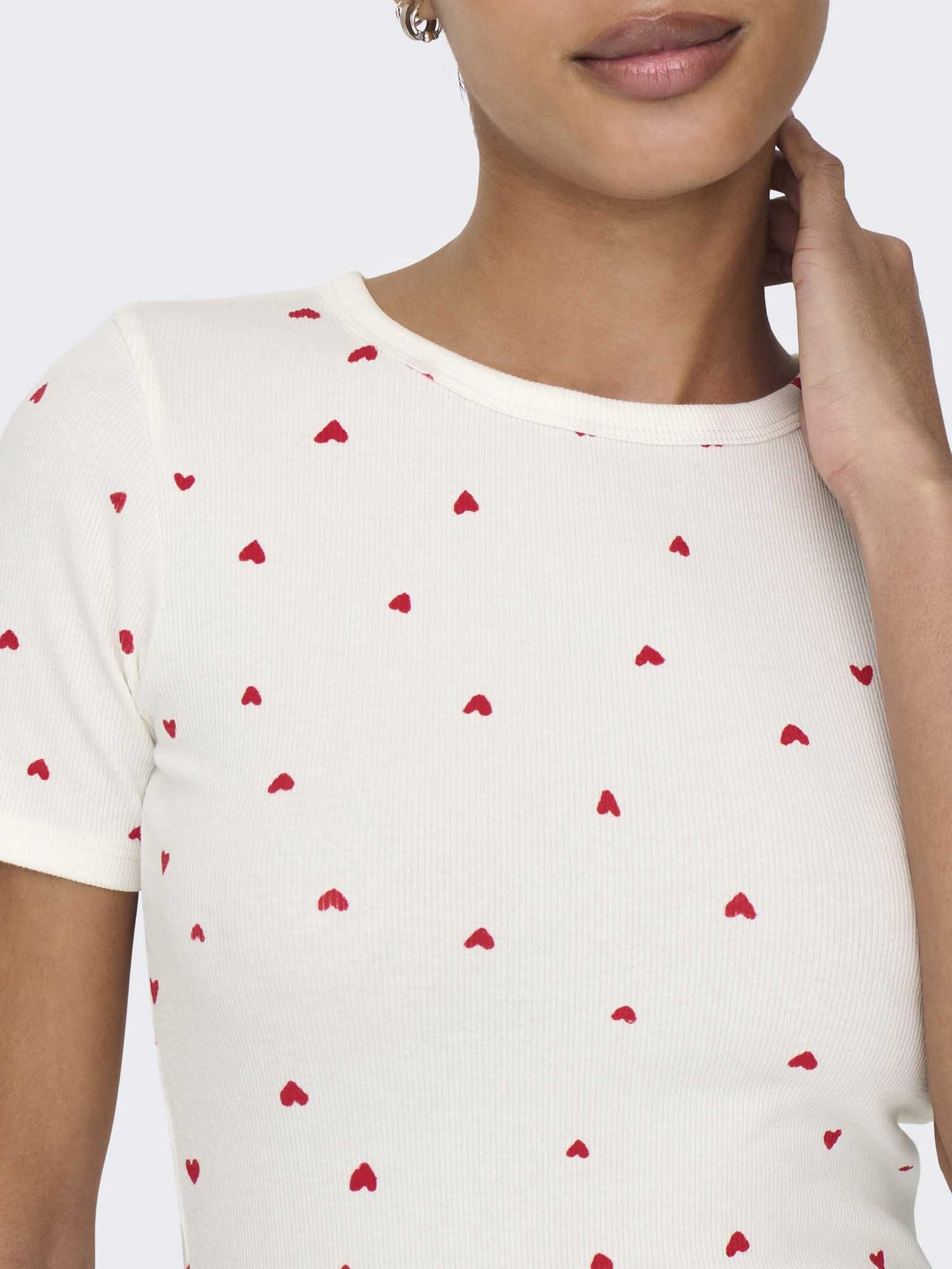 JDY SOFIA SS TOP - BIANCO-ROSSO
