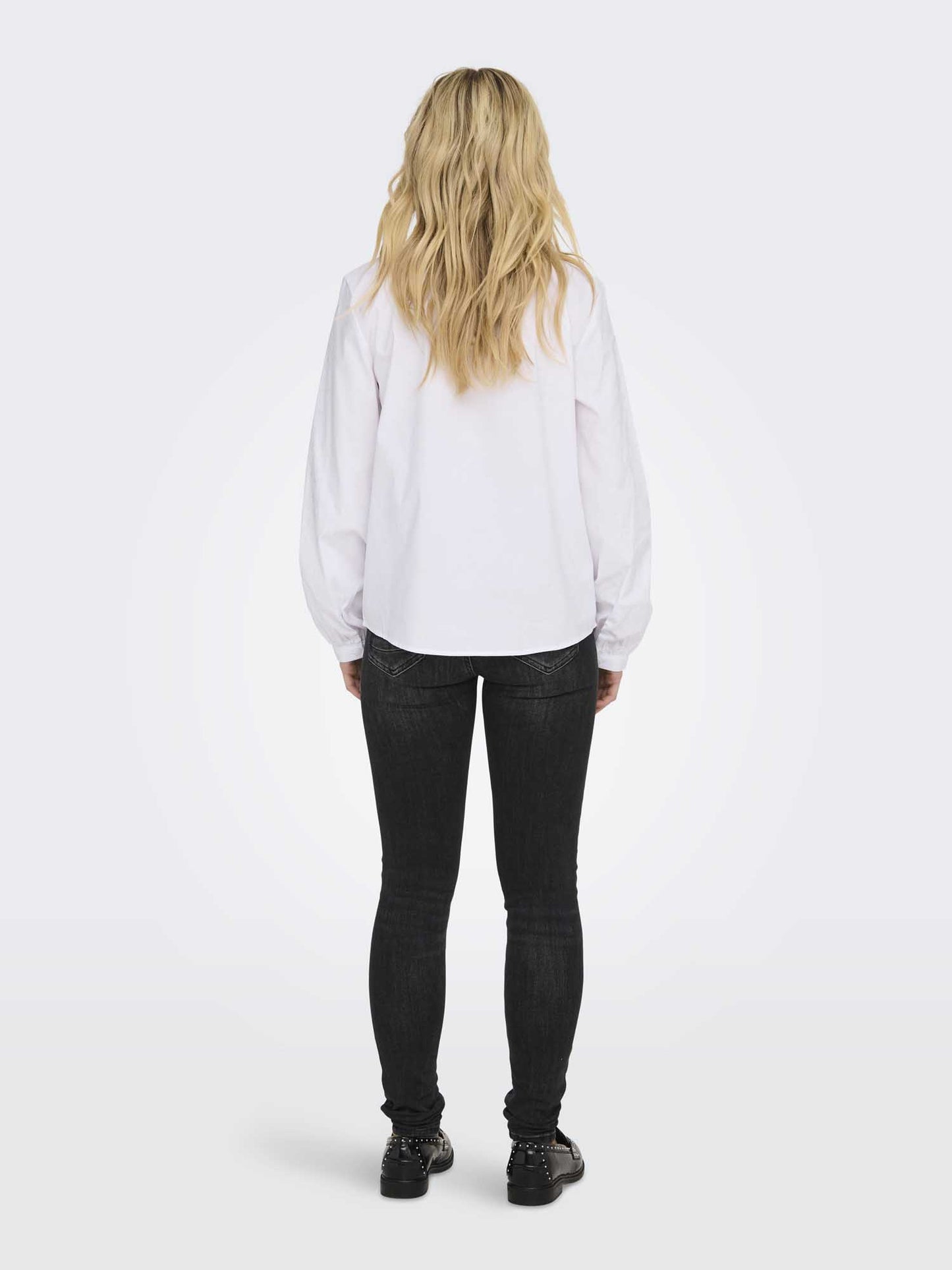 JDY MIO LS FRILL - BIANCO