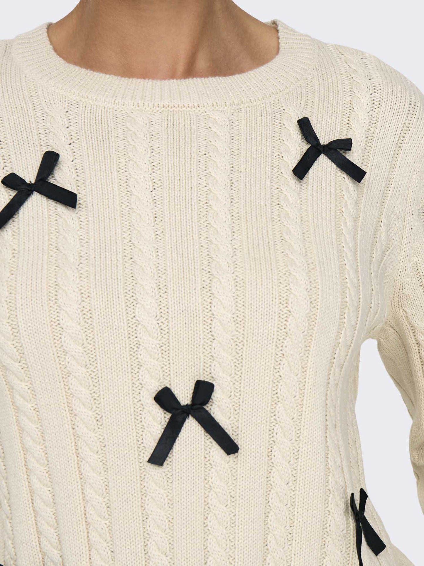 Jdy bow maglia da donna beige