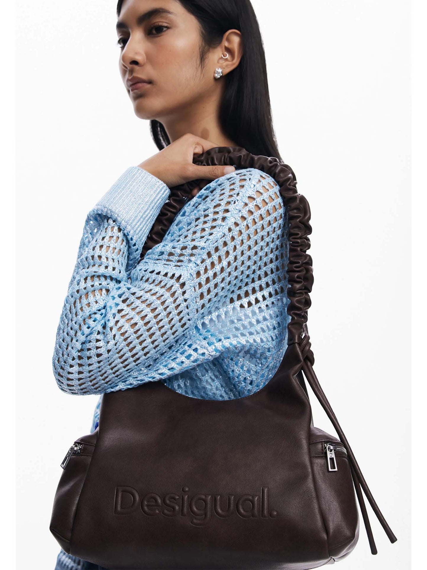 BORSA HALF LOGO DESIGUALDONNA CIOCCOLATO